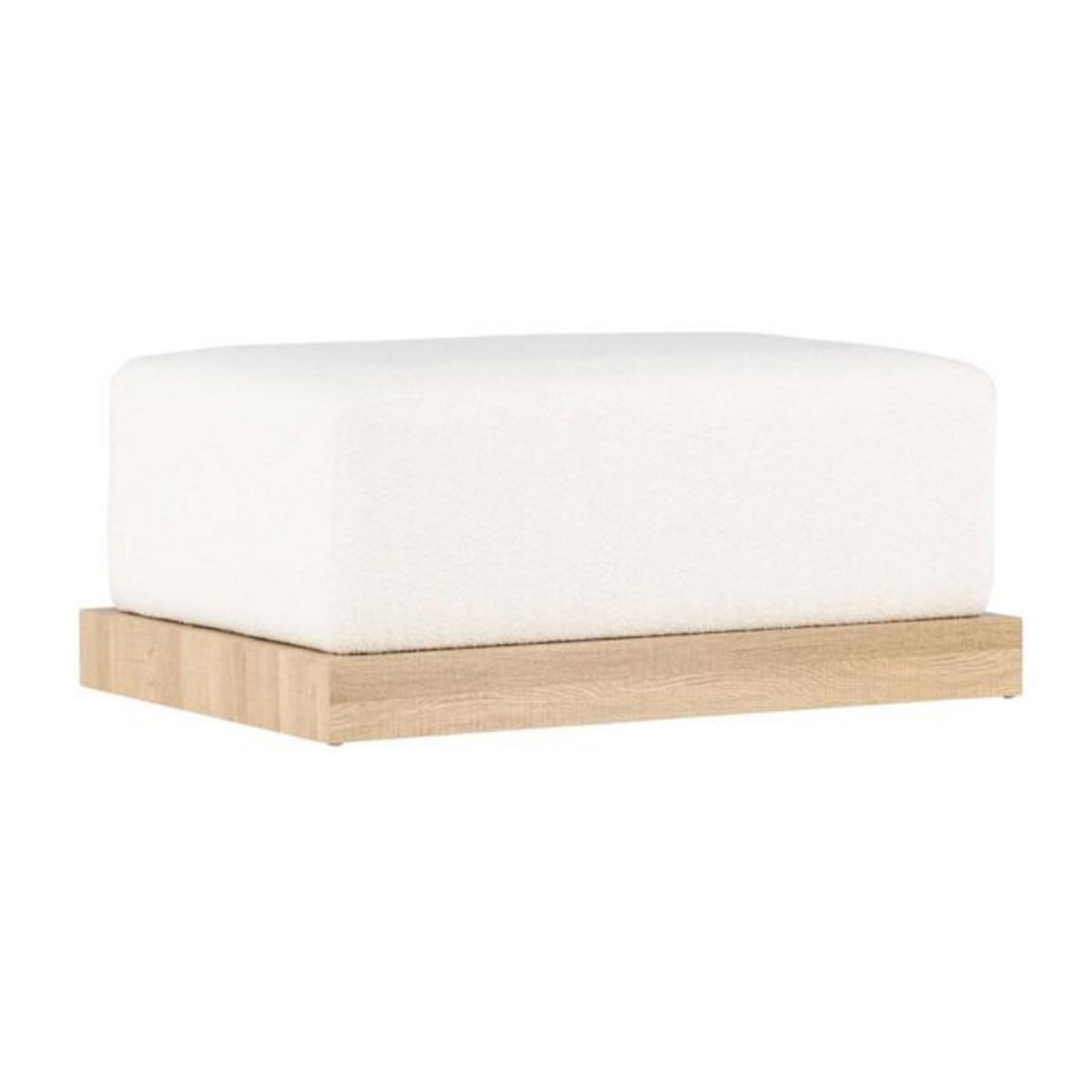 Paris Prix Pouf Design en Tissu Bouclé  Ivy  100cm Blanc & Naturel