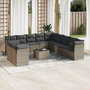 Voir la diapositive 1 : VIDAXL Salon de jardin avec coussins 12 pcs gris resine tressee