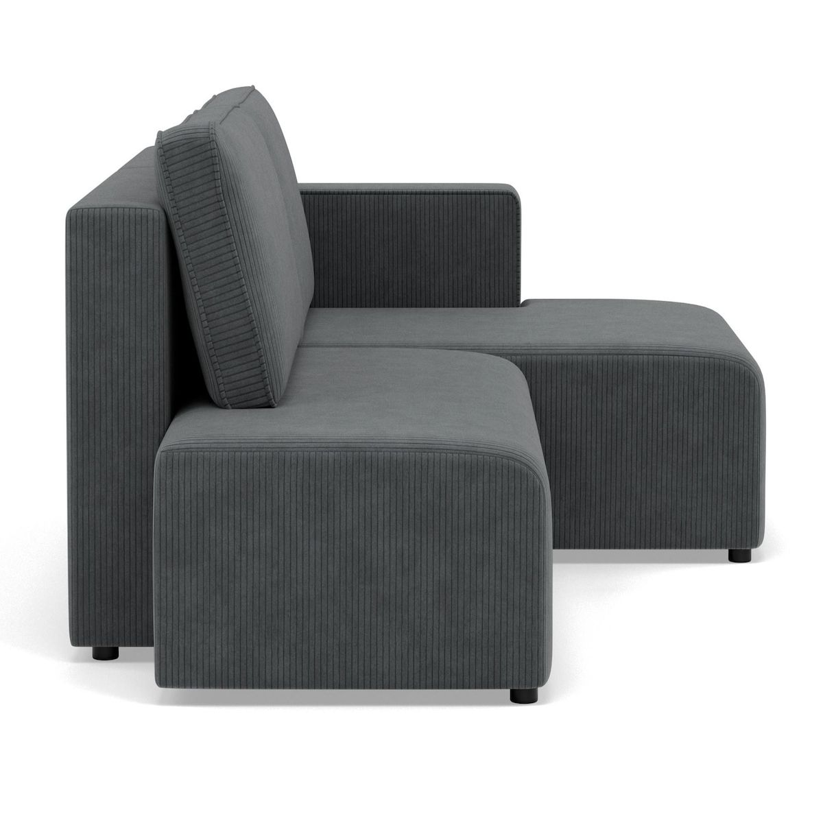 BEST MOBILIER Topaze - canapé d'angle droit 4 places convertible avec coffre en velours côtelé