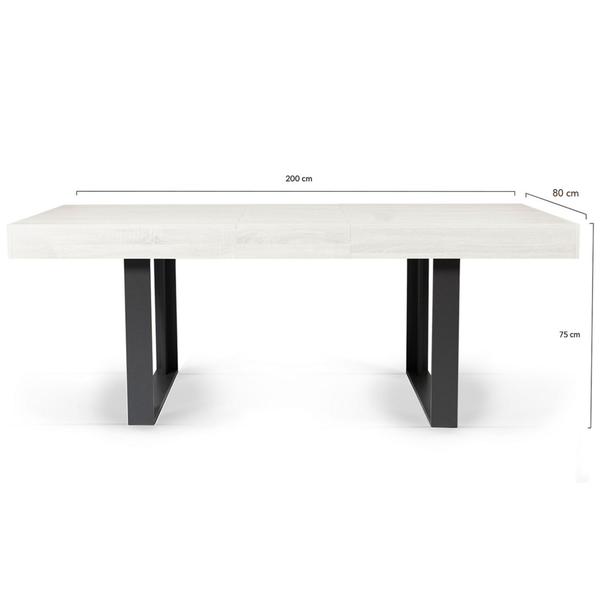 ID MARKET Table à manger extensible rectangle PHOENIX 4-8 personnes bois gris 160-200 cm