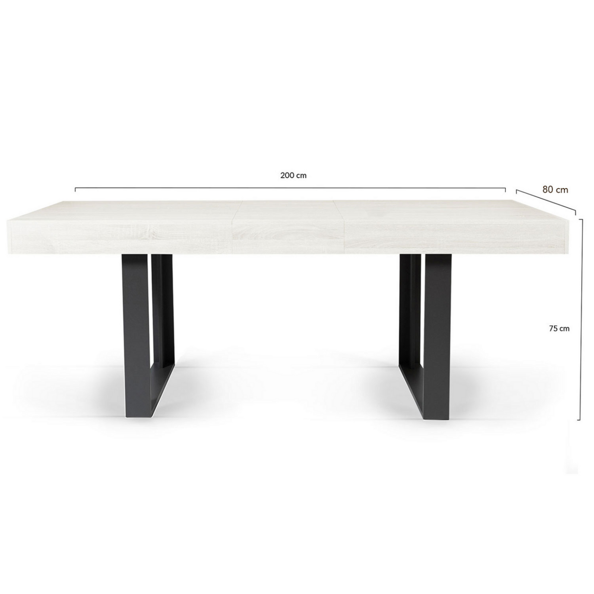 ID MARKET Table à manger extensible rectangle PHOENIX 4-8 personnes bois gris 160-200 cm