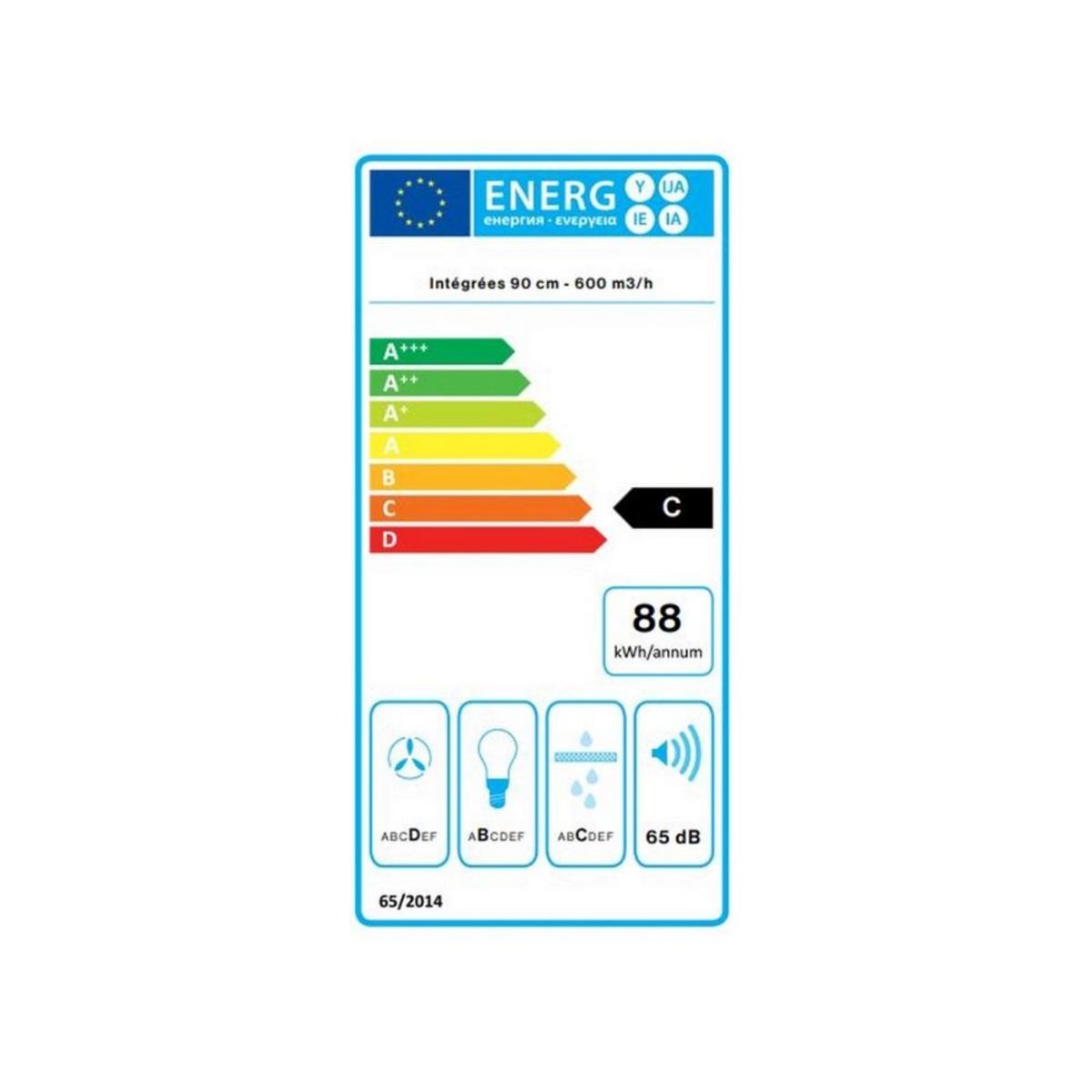 Falmec Hotte décorative murale 90cm 65db 480m3/h inox - VIRGOLA3431