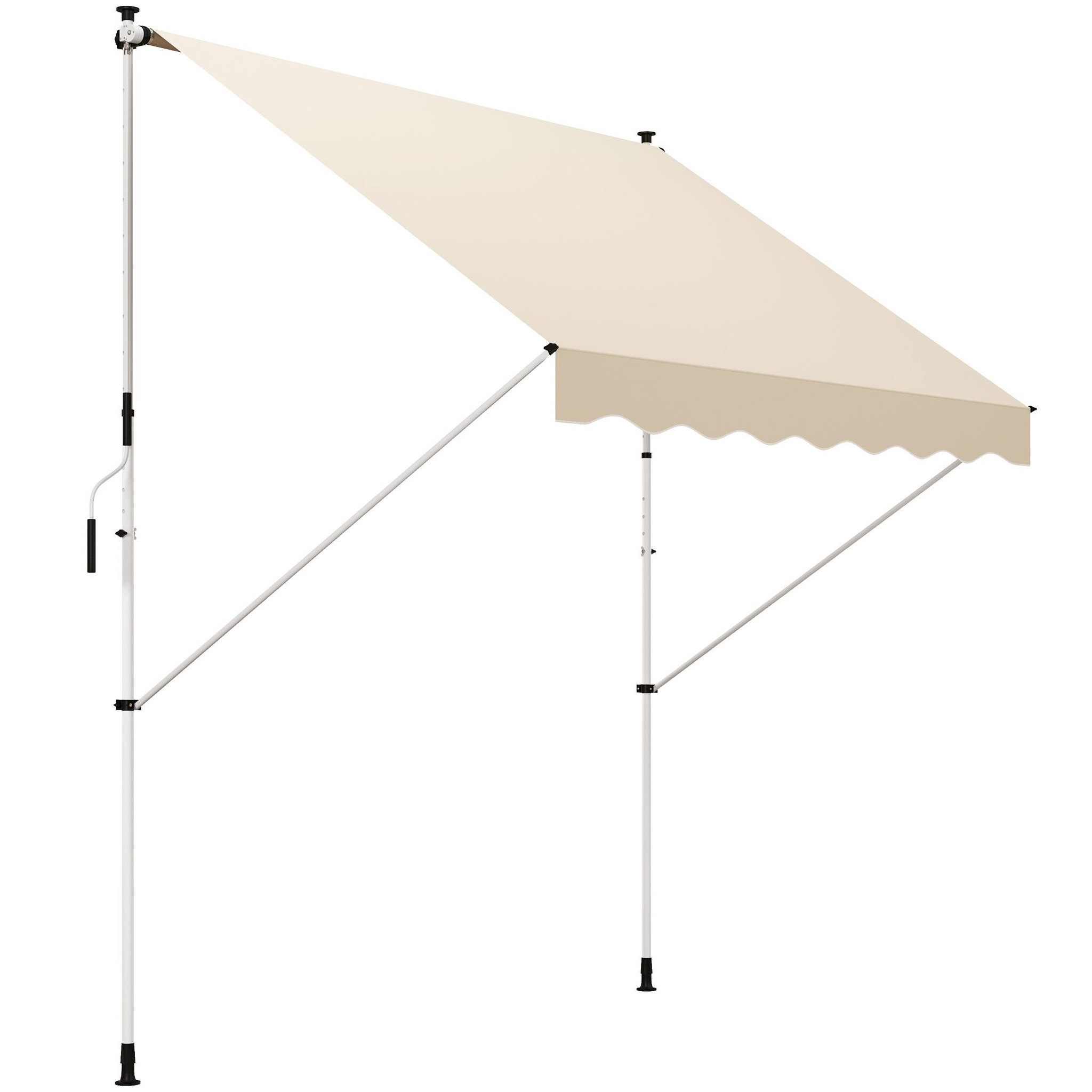 OUTSUNNY Store banne manuel rétractable 3L x 1,5l m inclinaison et hauteur réglable installation rapide métal alu polyester anti-UV beige