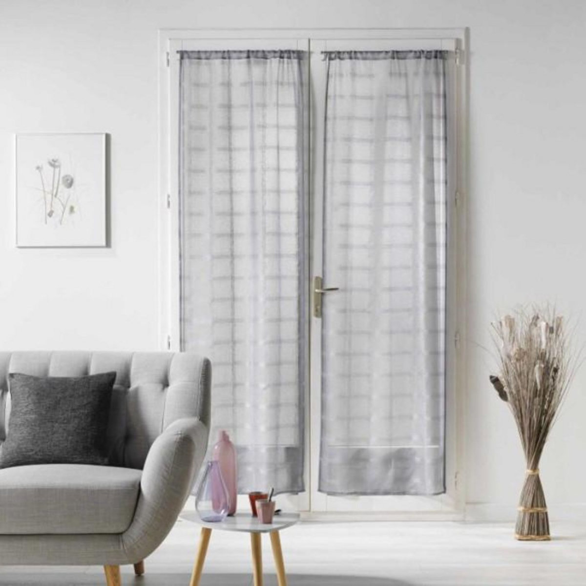 Paris Prix Paire de Voilages Passe-Tringle  Candide  70x200cm Gris