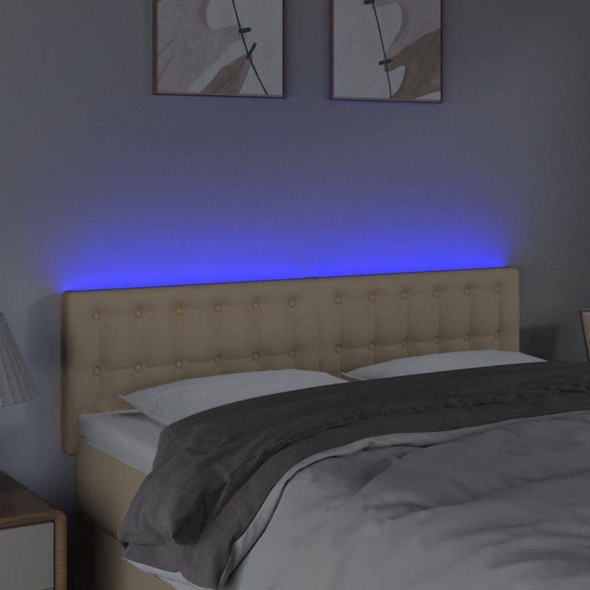 VIDAXL Tete de lit a LED Creme 144x5x78/88 cm Tissu