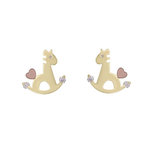 L'ATELIER D'AZUR Boucles d'Oreilles Or Jaune Cheval à Bascule - Enfant