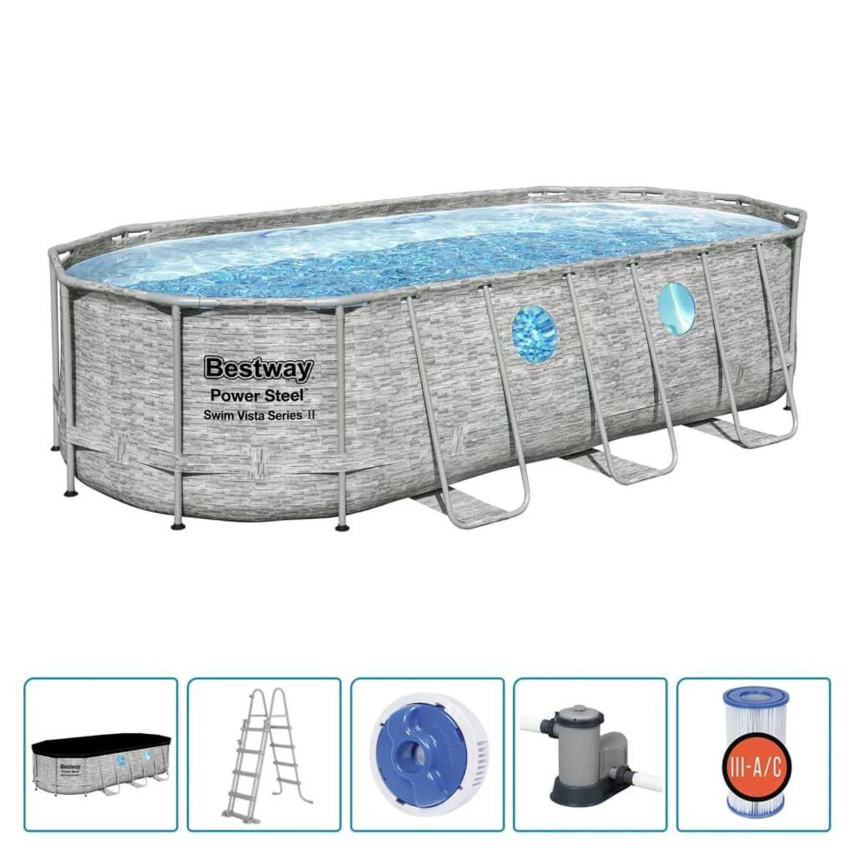 BESTWAY Bestway Ensemble de piscine Power Steel Swim Vista 549x274x122 cm