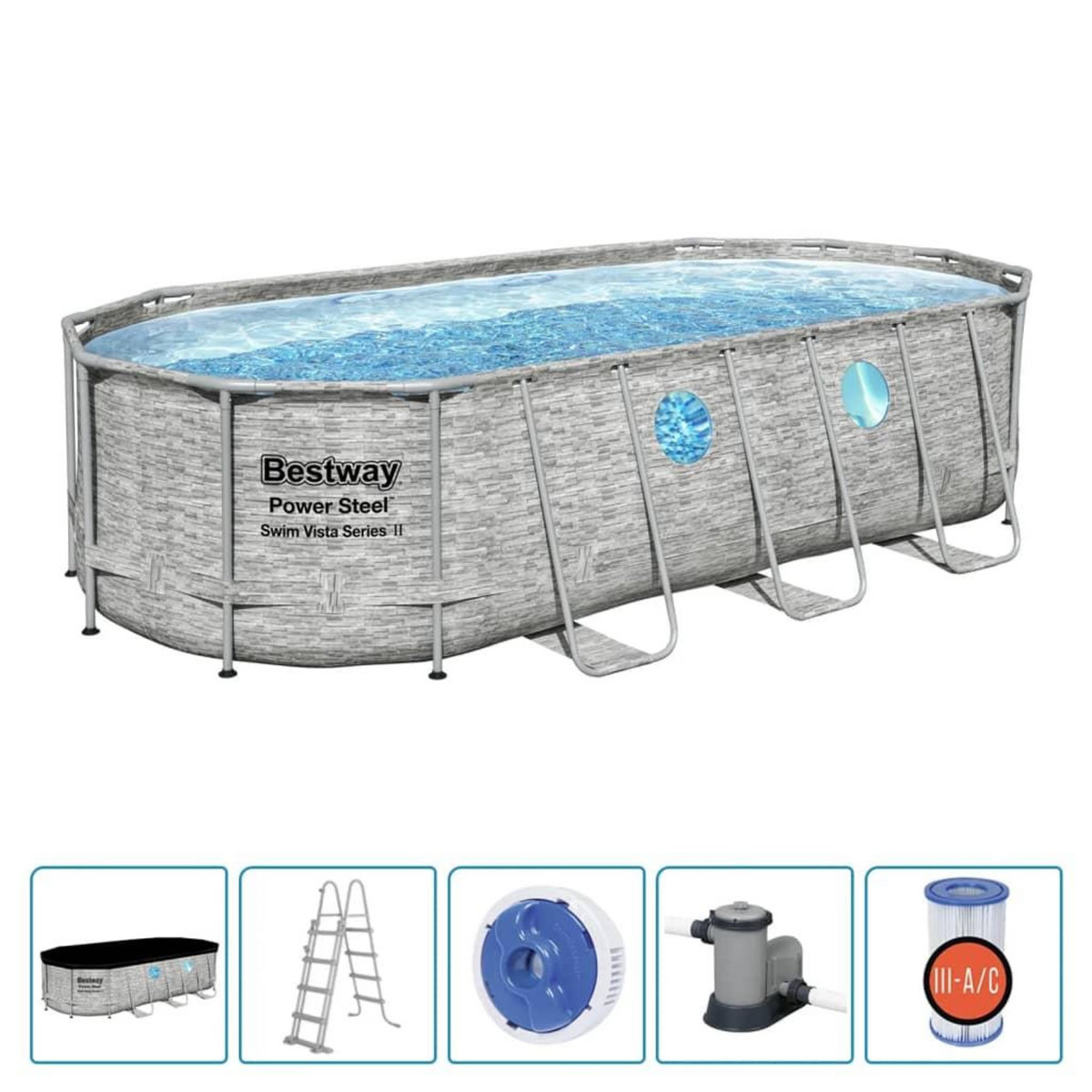 BESTWAY Bestway Ensemble de piscine Power Steel Swim Vista 549x274x122 cm