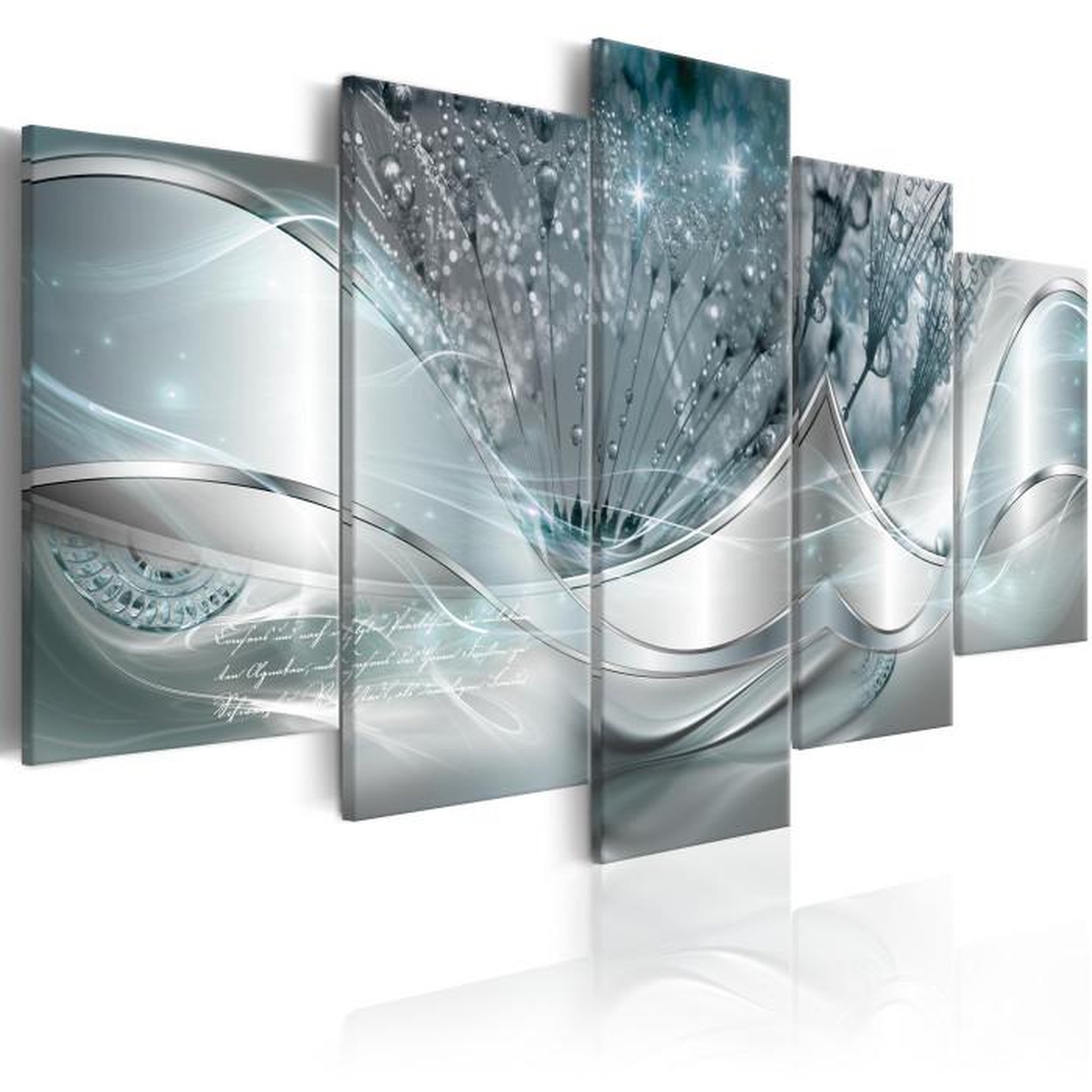 Paris Prix Tableau 5 Panneaux  Sparkling Dandelions Blue Wide. Coloris disponibles : Multicolore