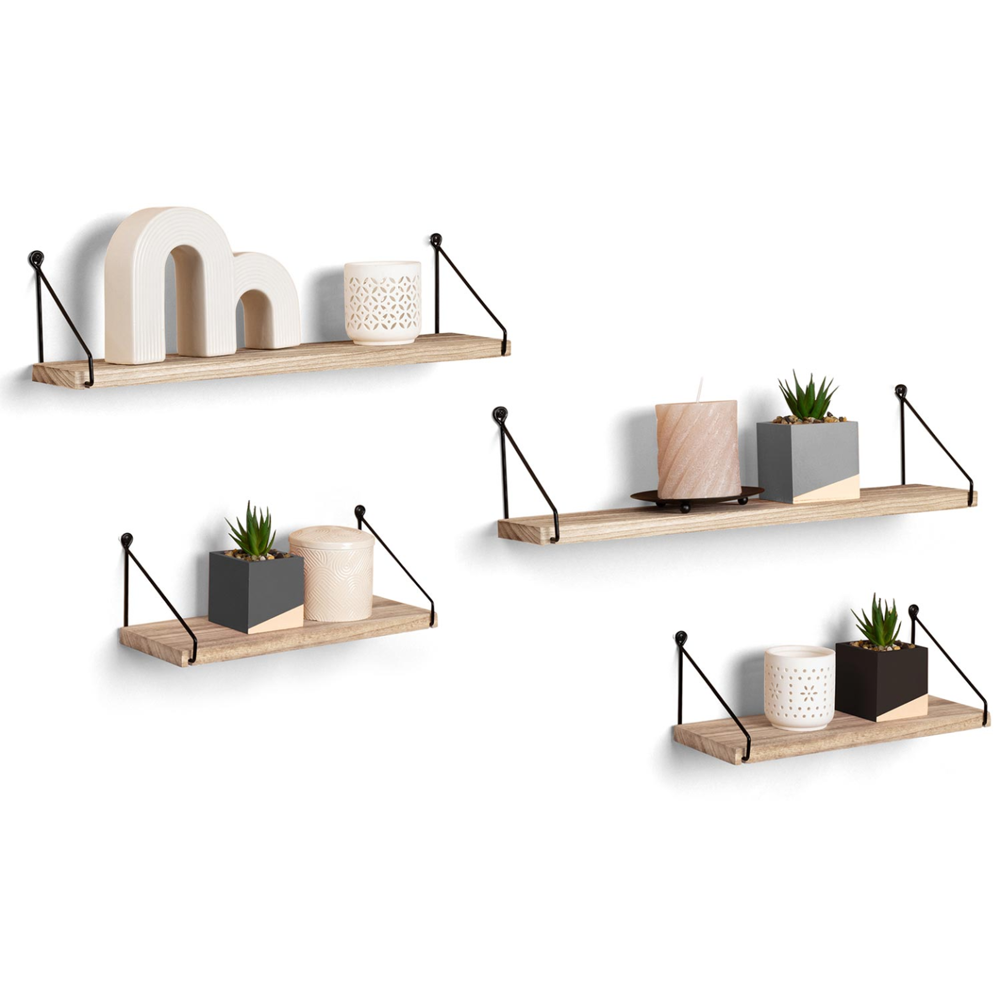 ID MARKET Lot de 4 étagères murales lily design industriel