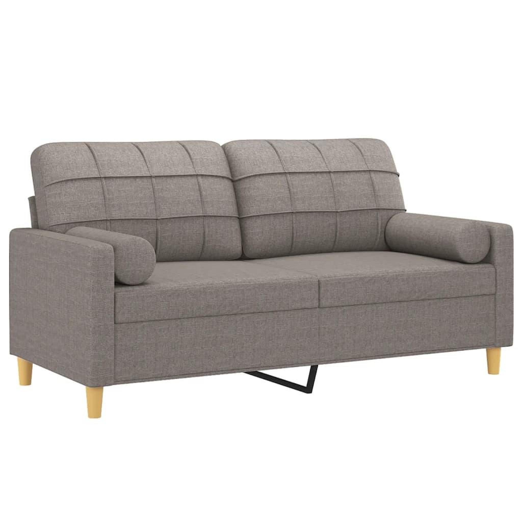 Voir la diapositive 3 : VIDAXL Canape 2 places avec oreillers decoratifs taupe 140 cm tissu