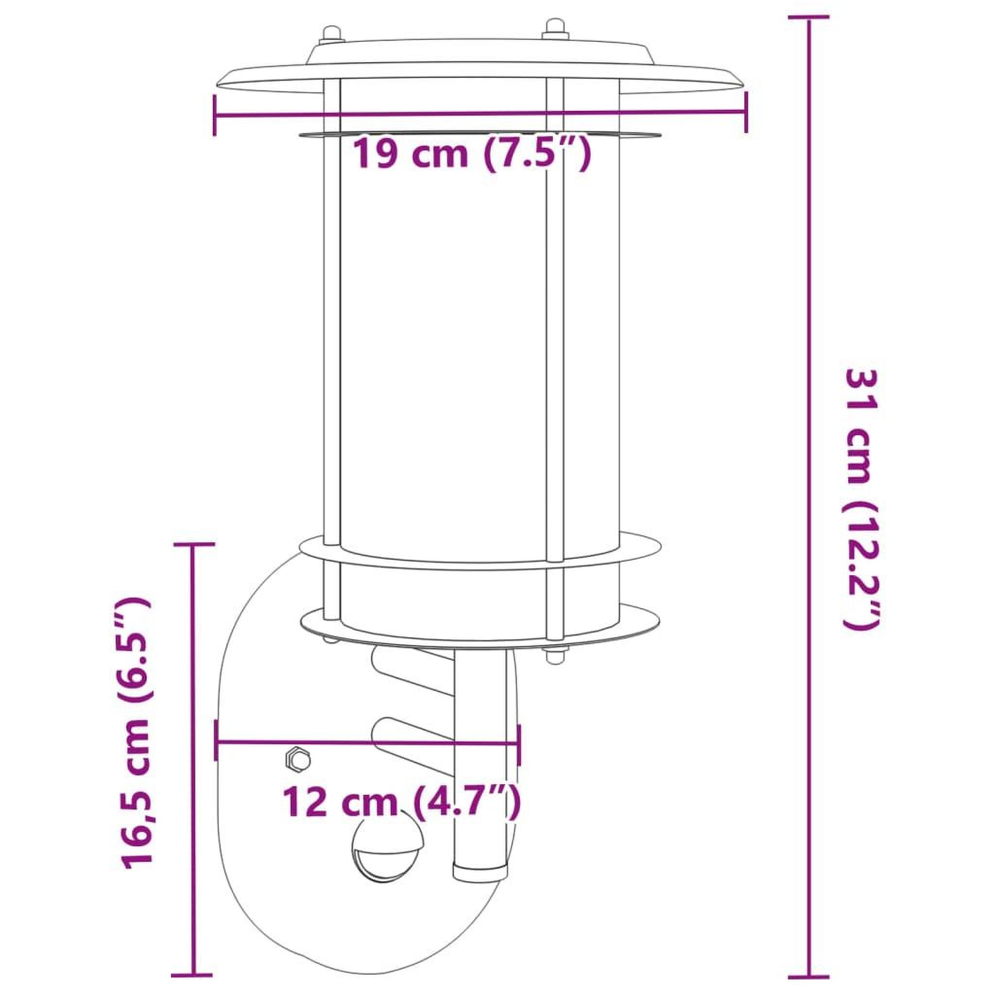 Voir la diapositive 6 : VIDAXL Applique murale d'exterieur avec capteur noir acier inoxydable