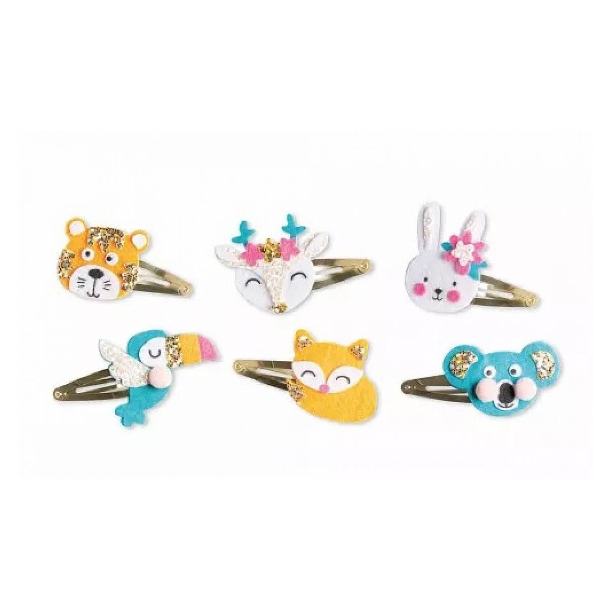 Juratoys-Janod 6 barrettes animaux paillettes a creer