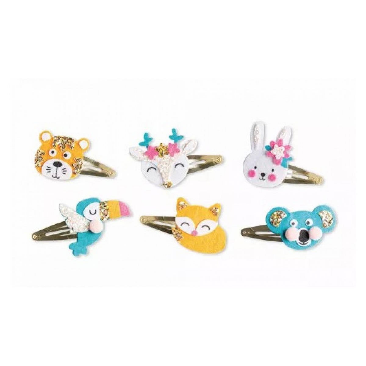 Juratoys-Janod 6 barrettes animaux paillettes a creer
