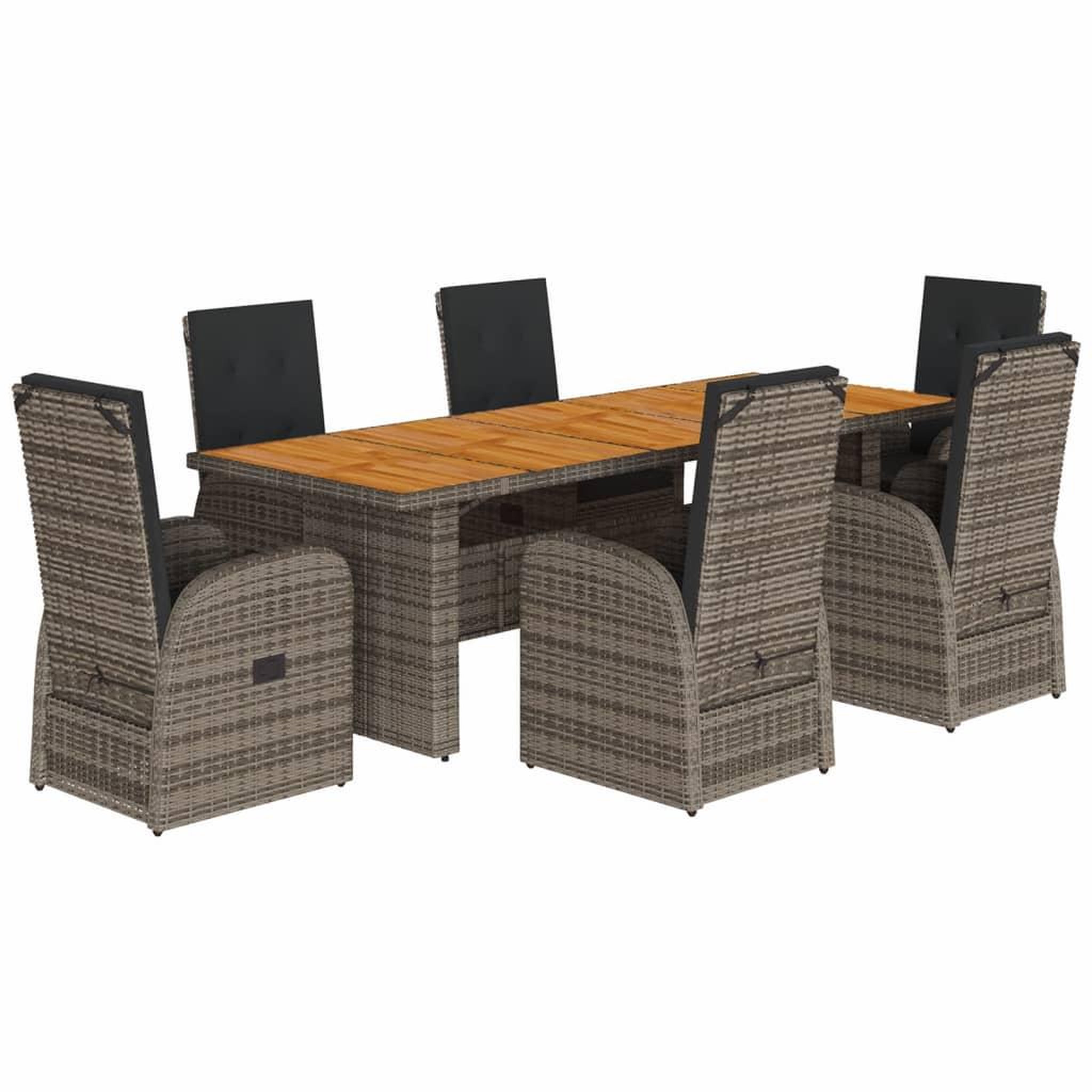 Voir la diapositive 2 : VIDAXL Ensemble a manger de jardin et coussins 7 pcs gris rotin