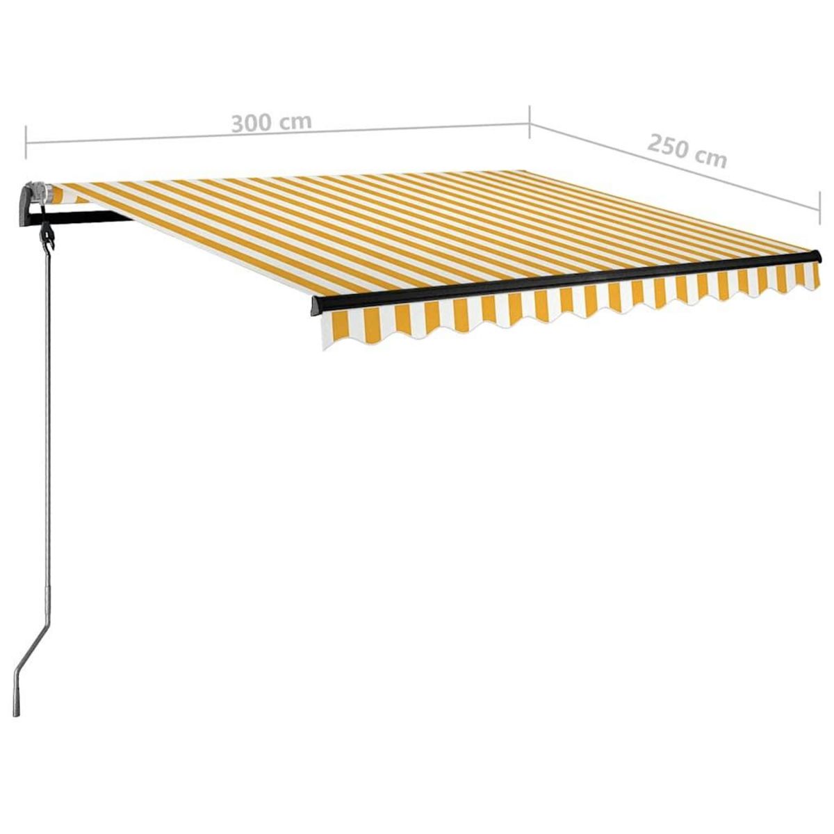 VIDAXL Auvent manuel retractable avec LED 300x250 cm Jaune et blanc