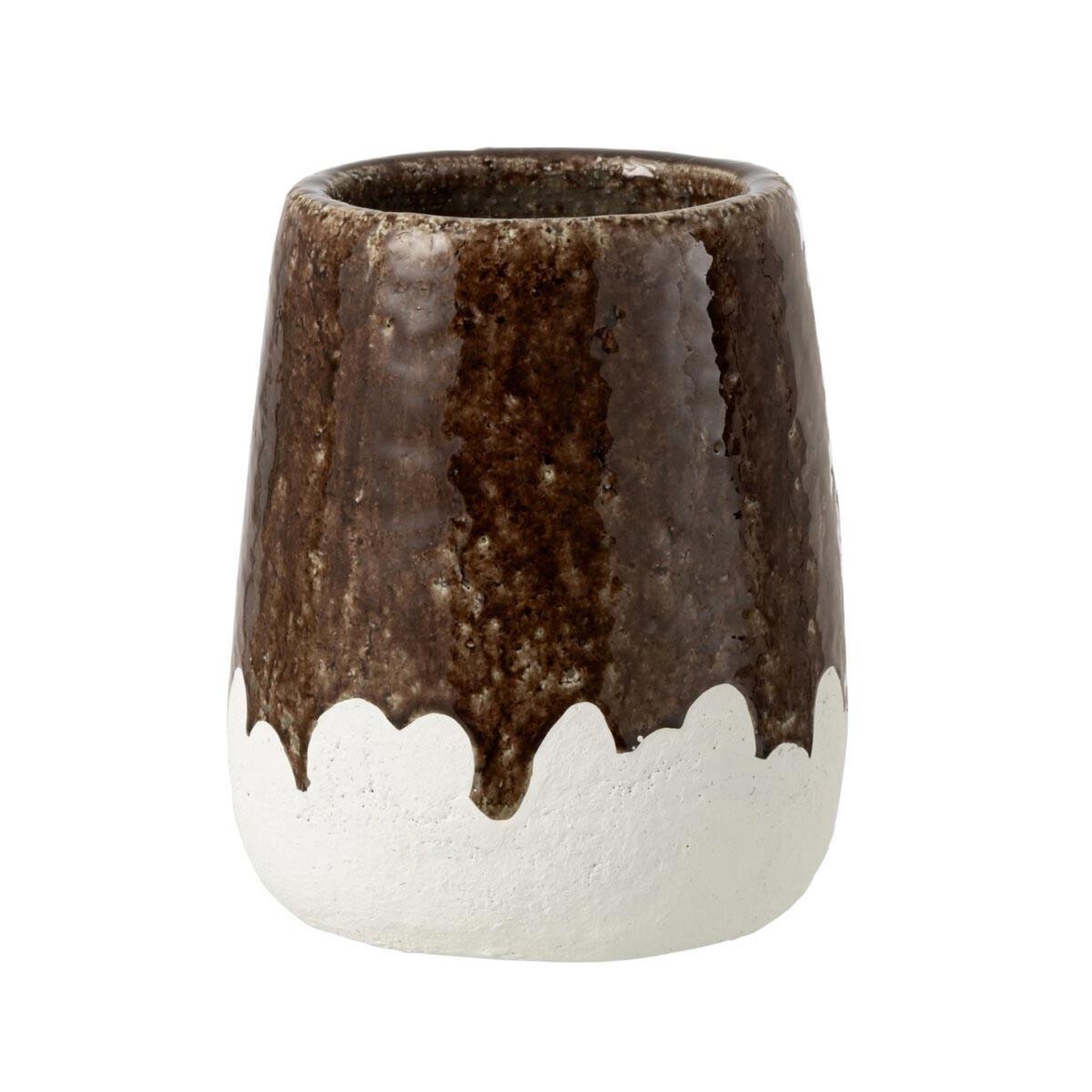 J-LINE Cache-pot bicolore en argile  budd  23cm marron