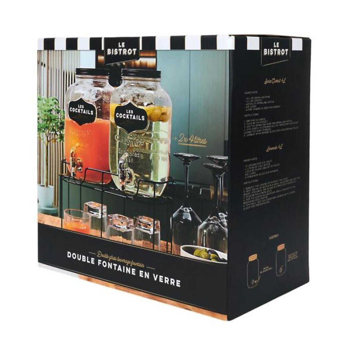 Paris Prix Double Fontaine à Boisson  Bistrot  8L Transparent