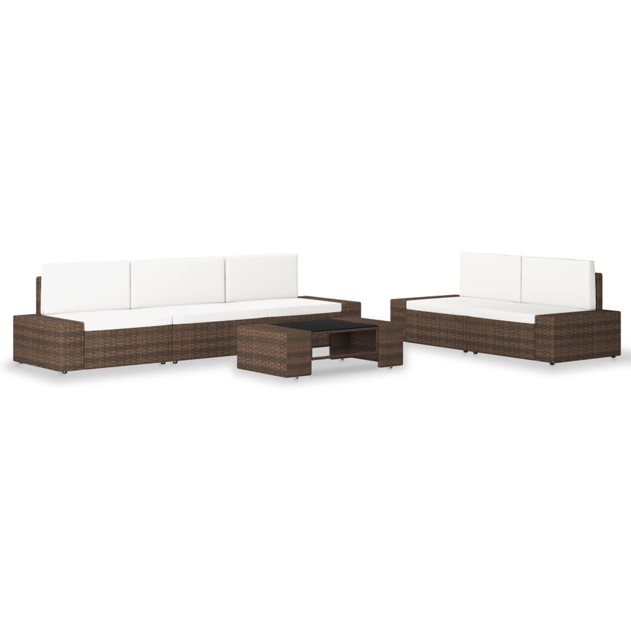 Voir la diapositive 1 : VIDAXL Salon de jardin 6 pcs Resine tressee Marron