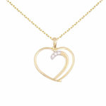 L'ATELIER D'AZUR Collier - Pendentif Or Jaune et Zirconiums - Motif Coeur - Chaine Dorée