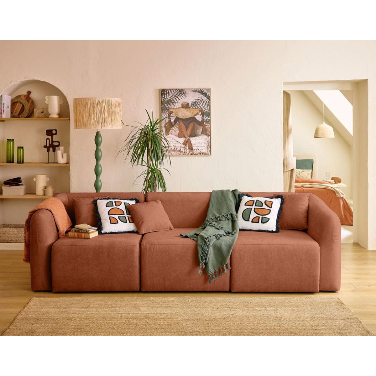 LISA DESIGN Ikare - canapé modulable 3 places - en tissu