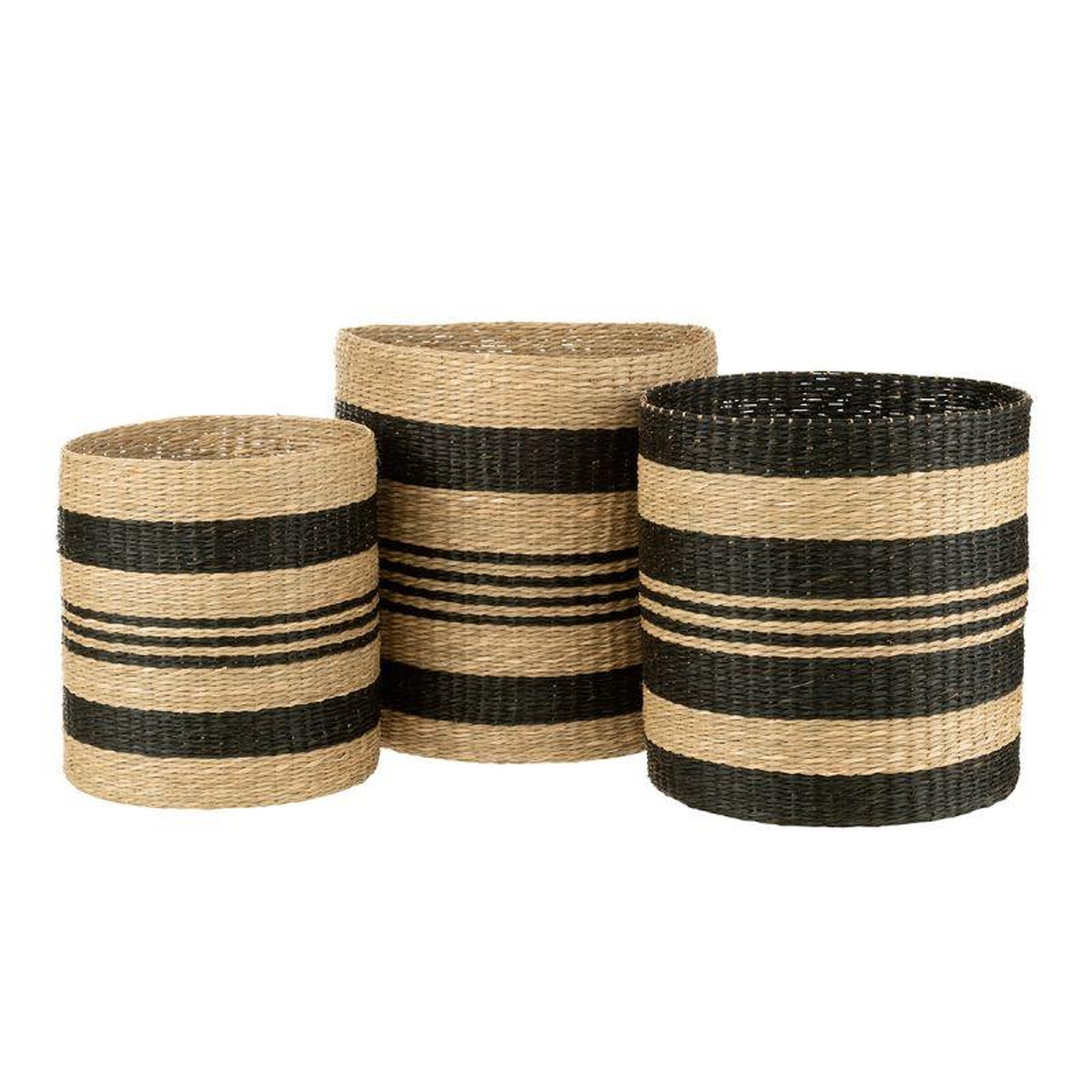 Voir la diapositive 1 : Paris Prix Lot de 3 Paniers de Rangement  Marcelo  40cm Naturel & Noir