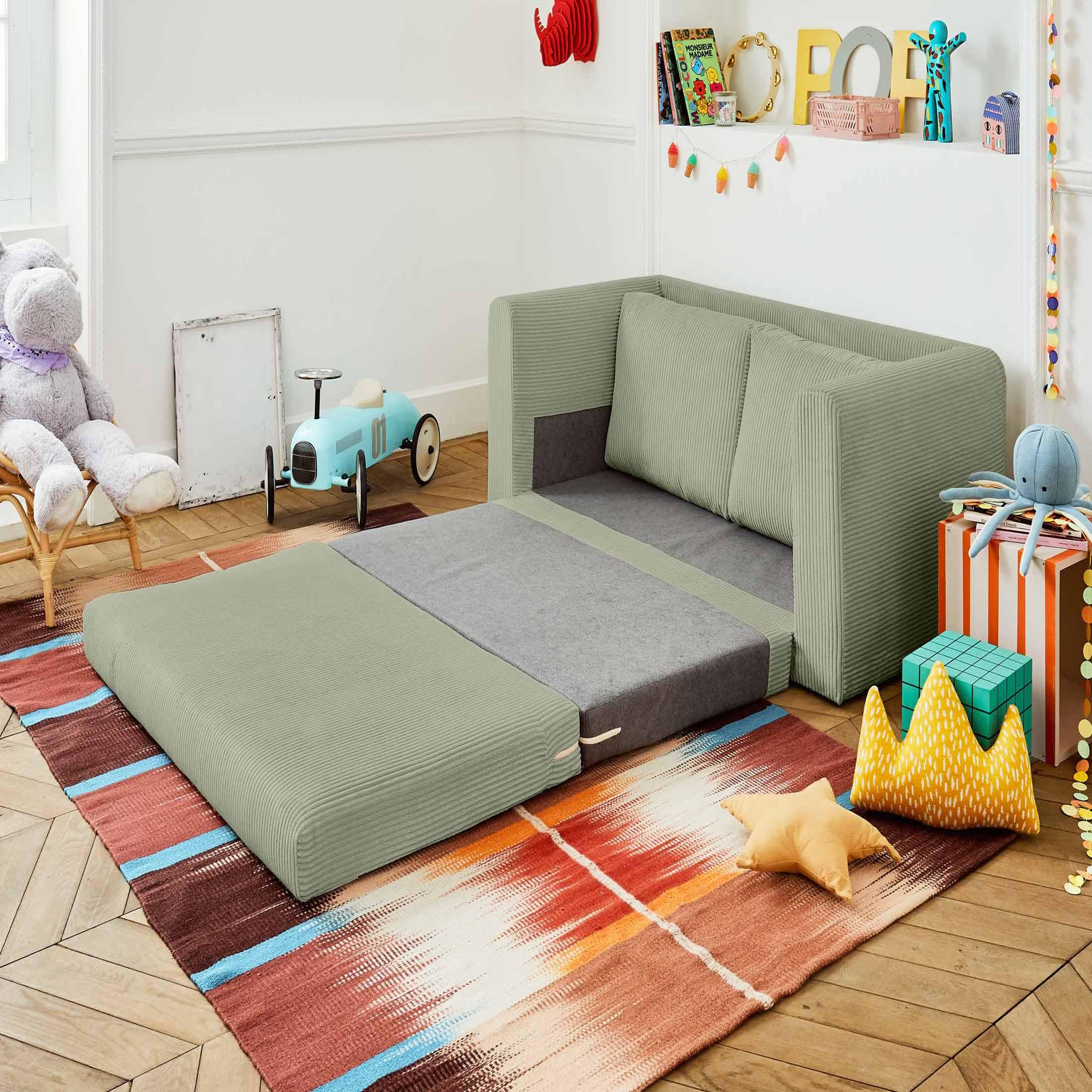 Voir la diapositive 3 : BEST MOBILIER Marilia - canapé 2 places - convertible déplimousse - en velours côtelé