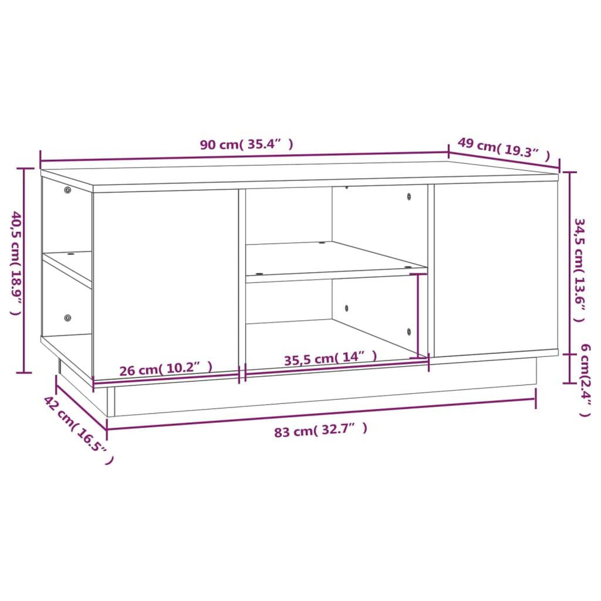 Voir la diapositive 6 : VIDAXL Table basse Noir 90x49x40,5 cm Bois massif de pin