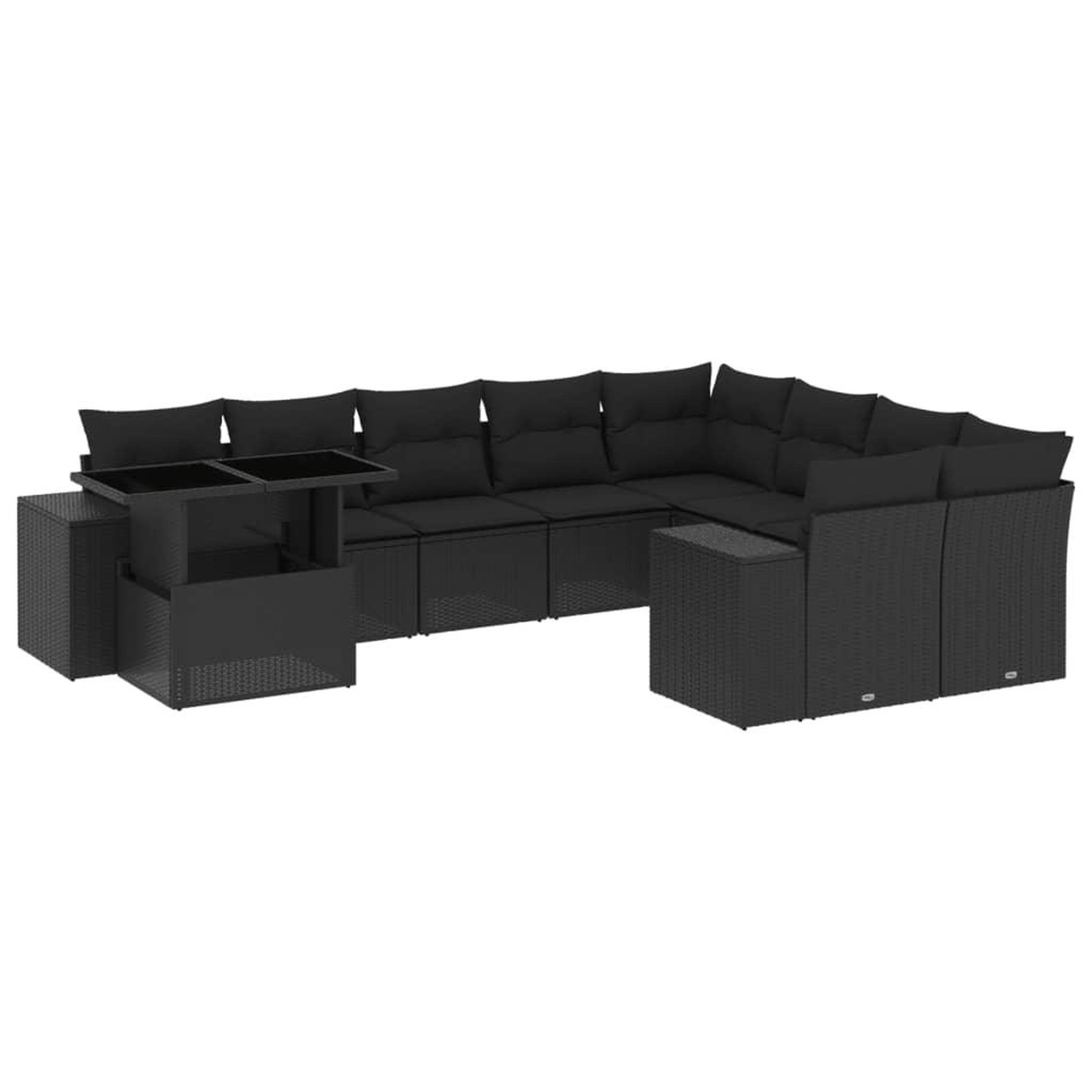 Voir la diapositive 2 : VIDAXL Salon de jardin 10 pcs avec coussins noir resine tressee
