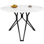 MERAX Table à manger ronde fixe blanc+noir - 100x100-100max.cm mdf