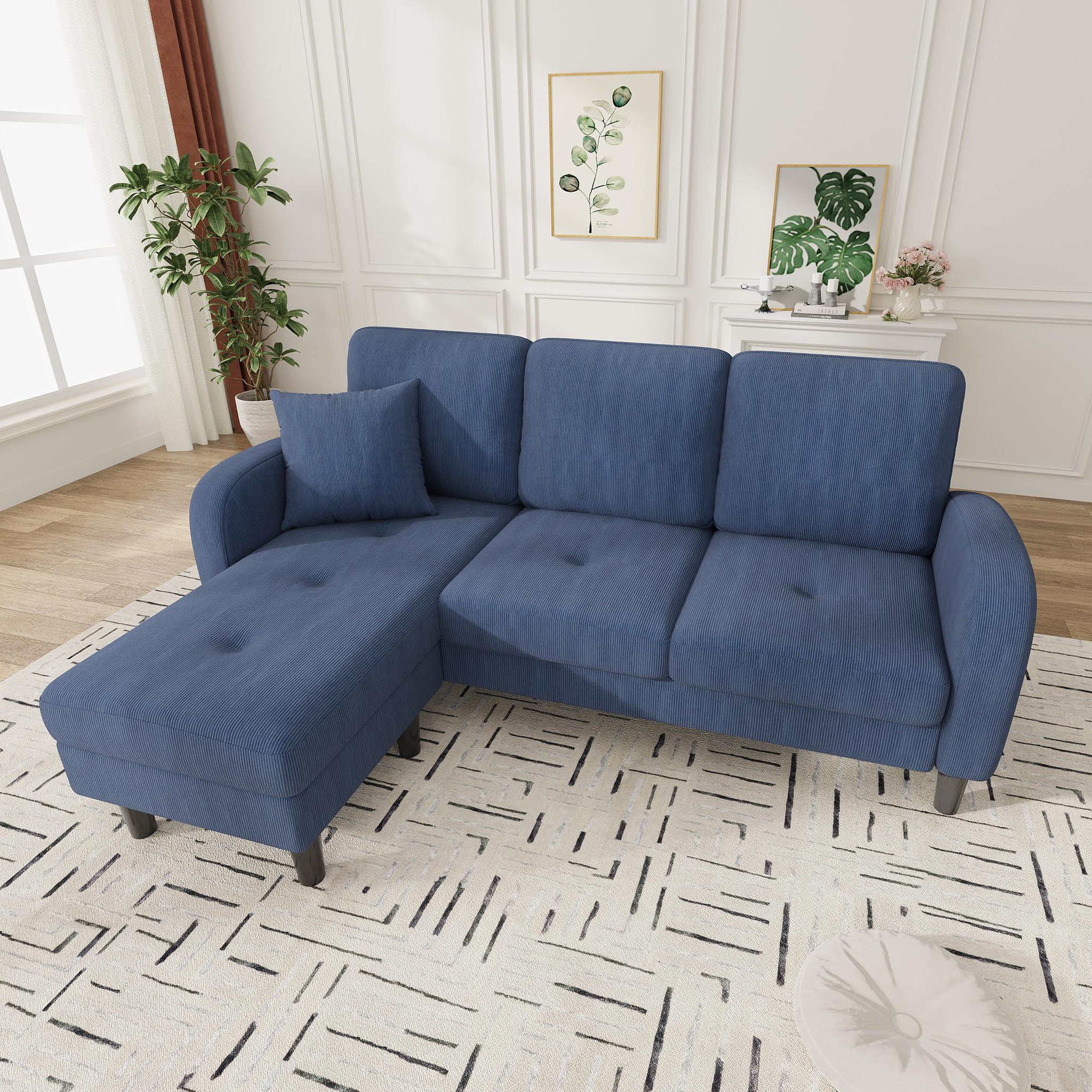 Voir la diapositive 2 : MERAX Canapé d'angle réversible fixe 3 places tissu