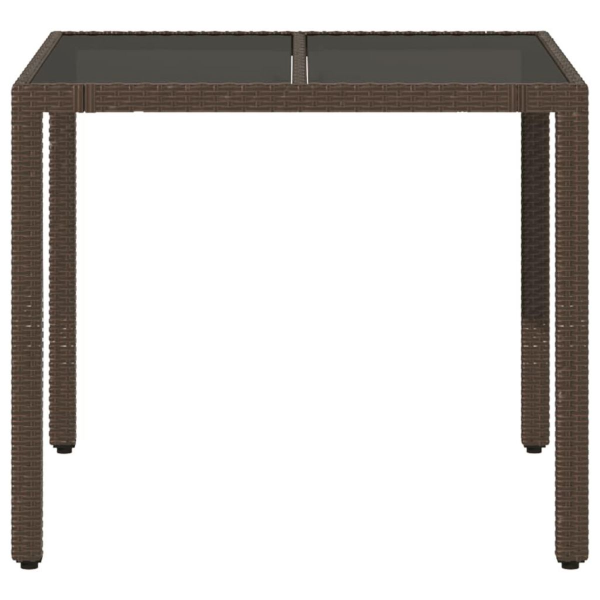 VIDAXL Table de jardin avec dessus en verre marron resine tressee