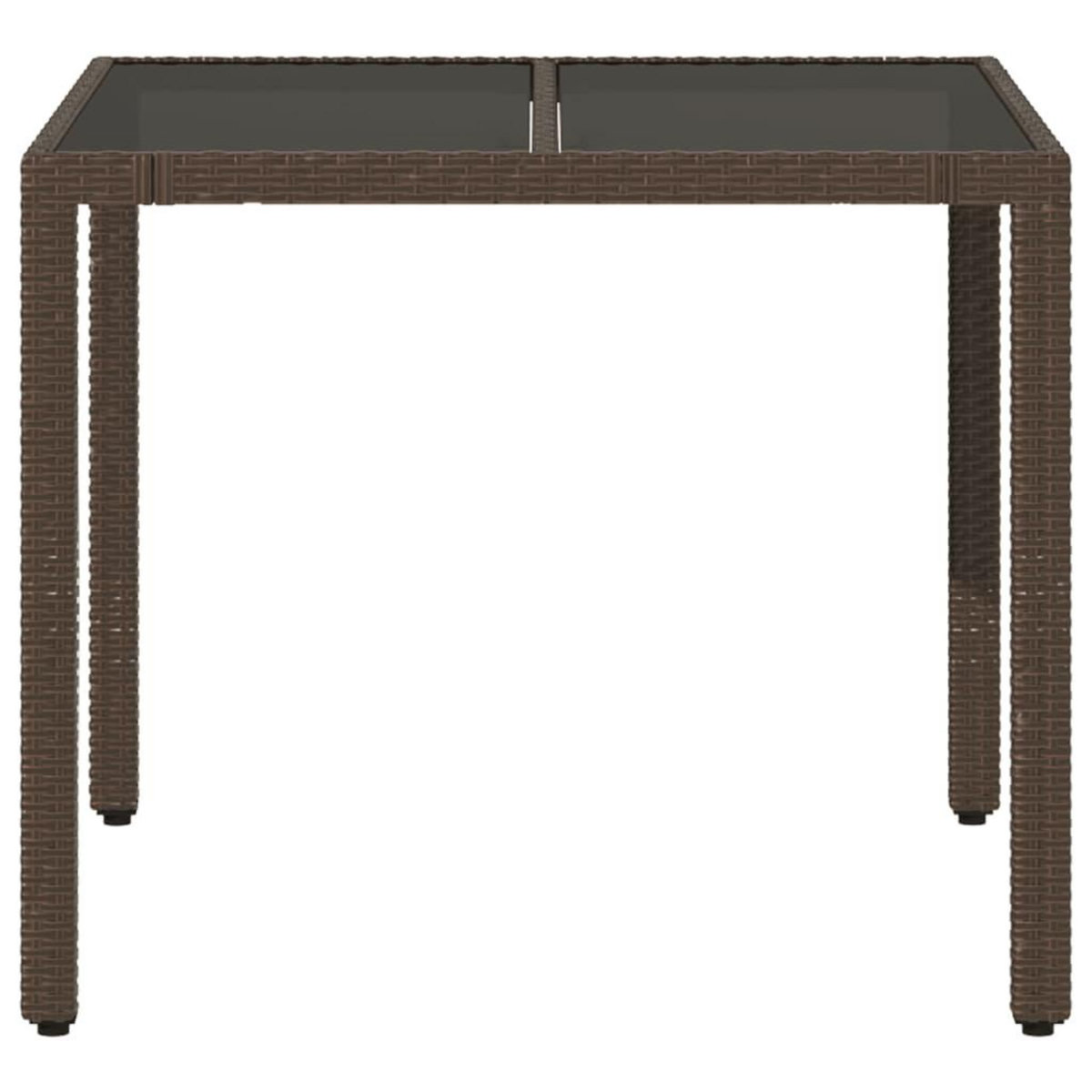VIDAXL Table de jardin avec dessus en verre marron resine tressee