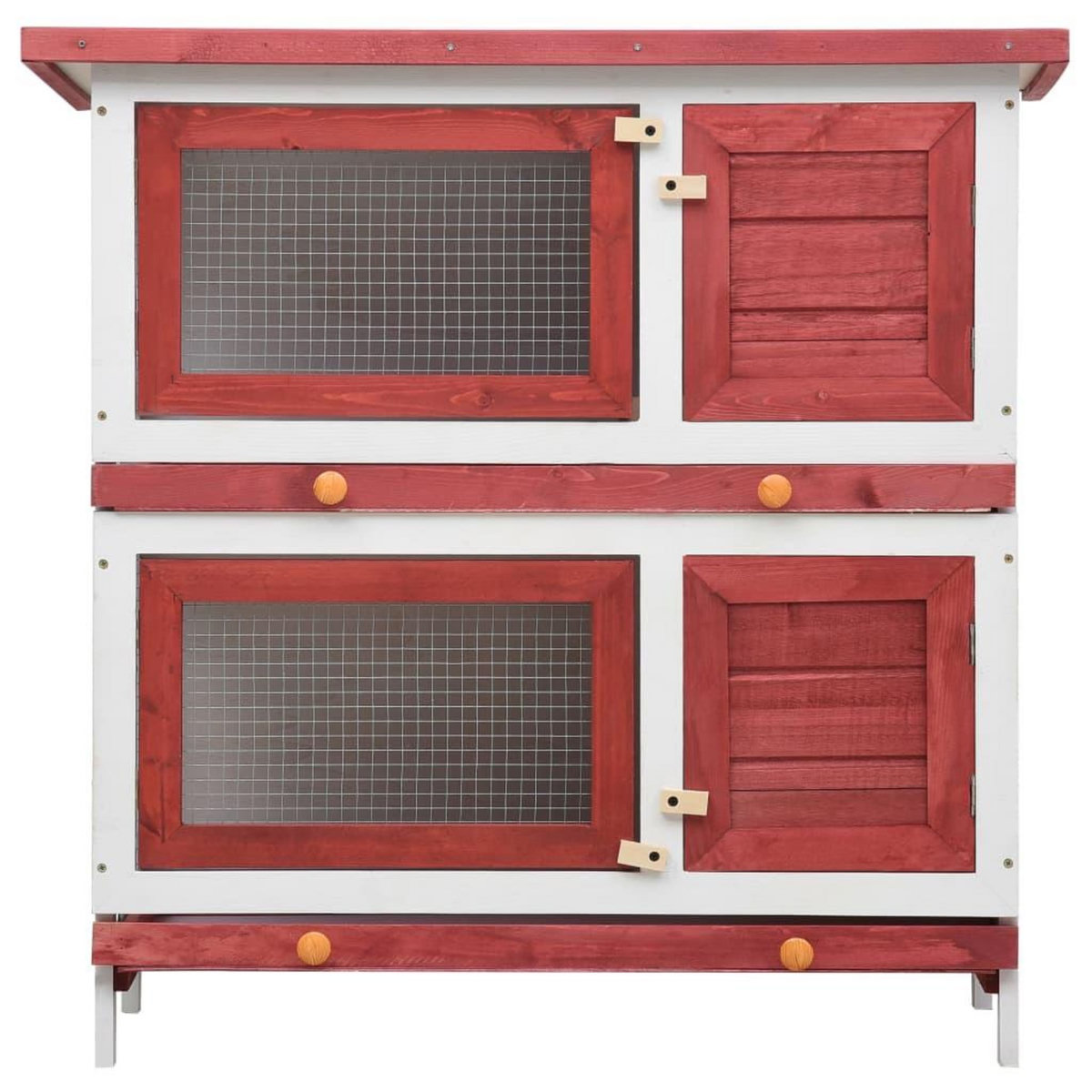 VIDAXL Clapier d'exterieur 4 portes Rouge Bois
