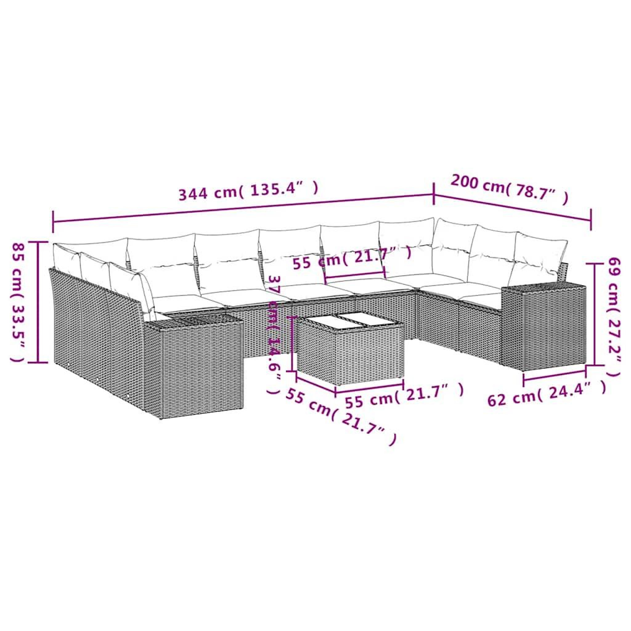 Voir la diapositive 6 : VIDAXL Salon de jardin 11 pcs avec coussins gris clair resine tressee