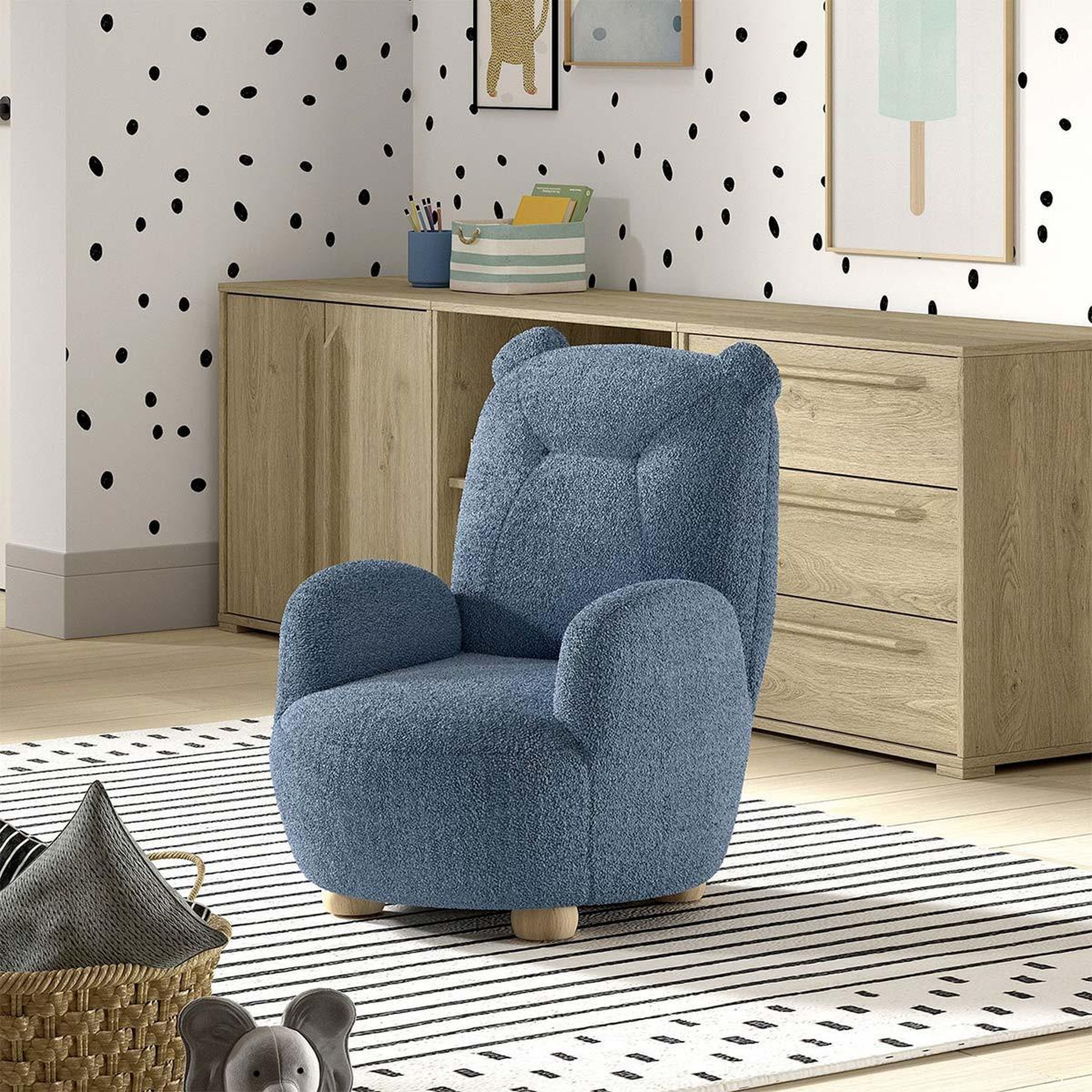 Voir la diapositive 6 : Paris Prix Fauteuil enfant ours  rocky  67cm bleu