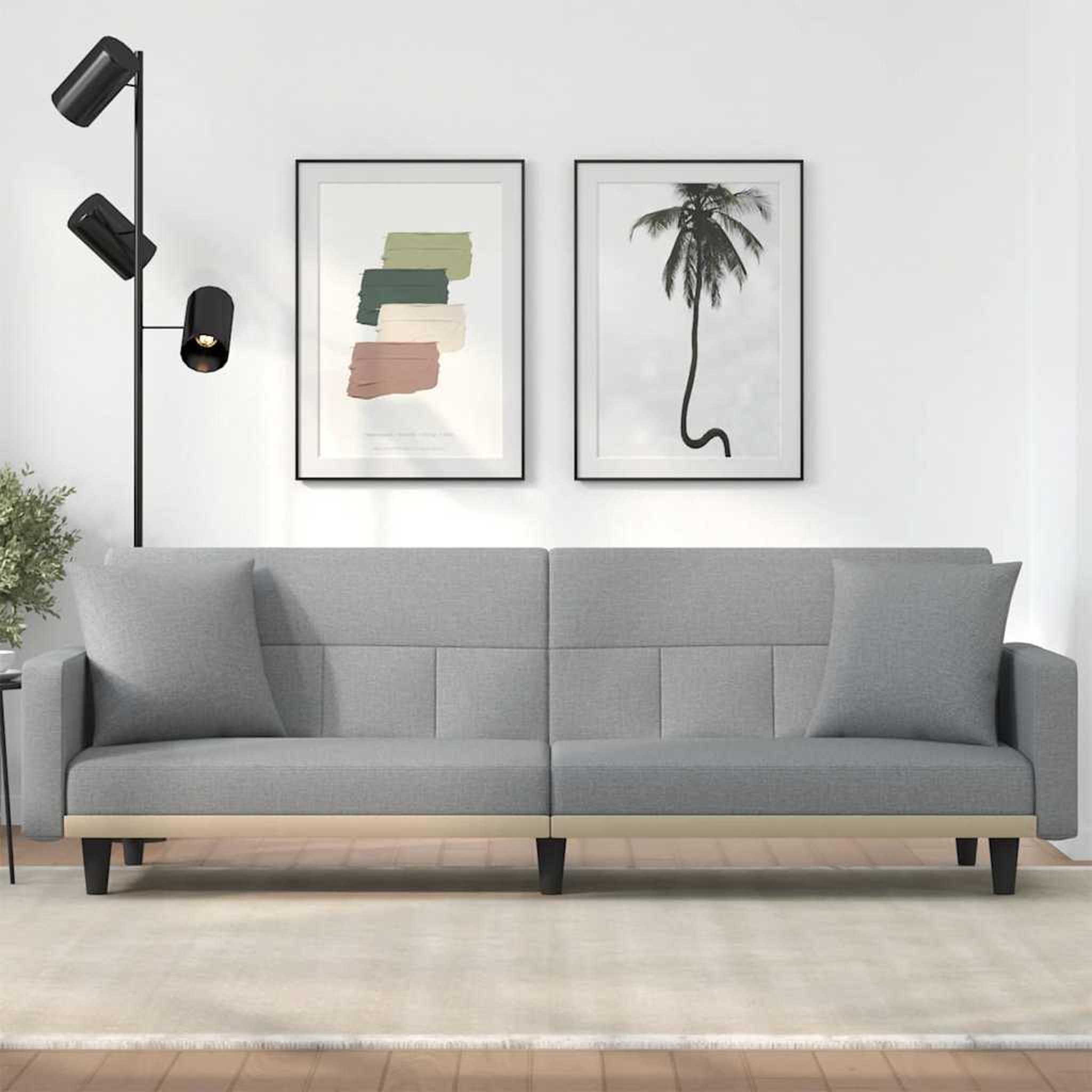 VIDAXL Canape-lit avec coussins gris clair tissu