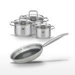 ELO Lot de 3 Faitouts Elo Relief Solution 12/14/16 cm et Poêle 24 cm