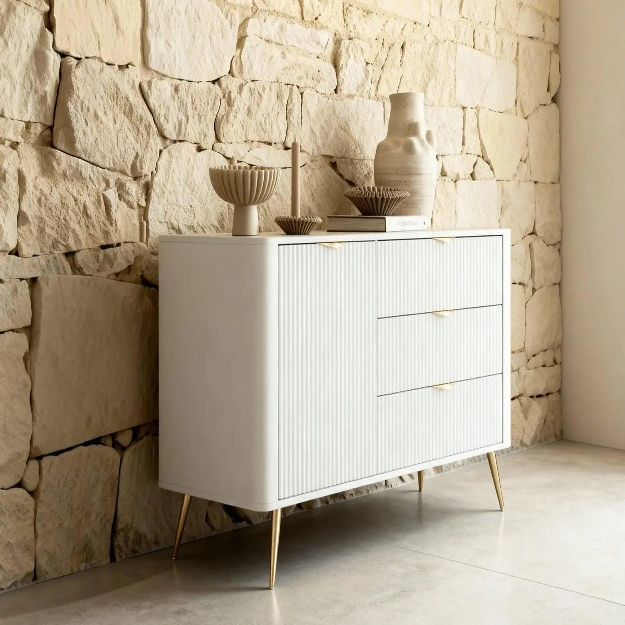 Voir la diapositive 3 : CASANOVA PARIS Joudy mini - mini buffet 138cmeffet rainuré
