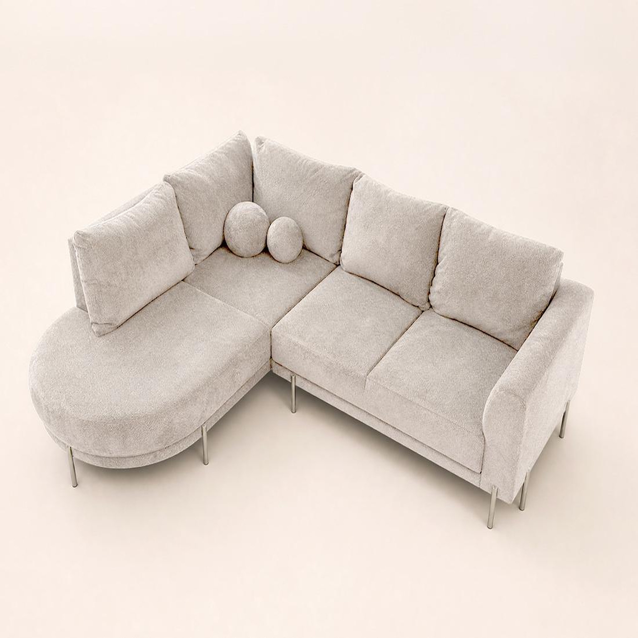 Voir la diapositive 5 : BEST MOBILIER Gabin - canapé d'angle gauche 5 places en velours texturé