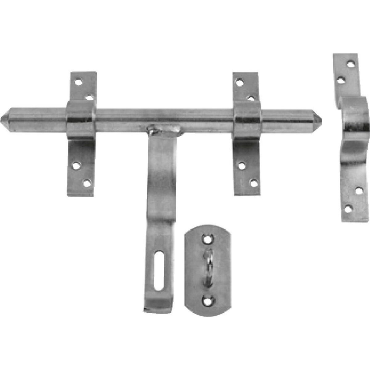 CENTRALE BRICO Verrou vervelle acier zingué, H.195 x L.200 x P.30 mm