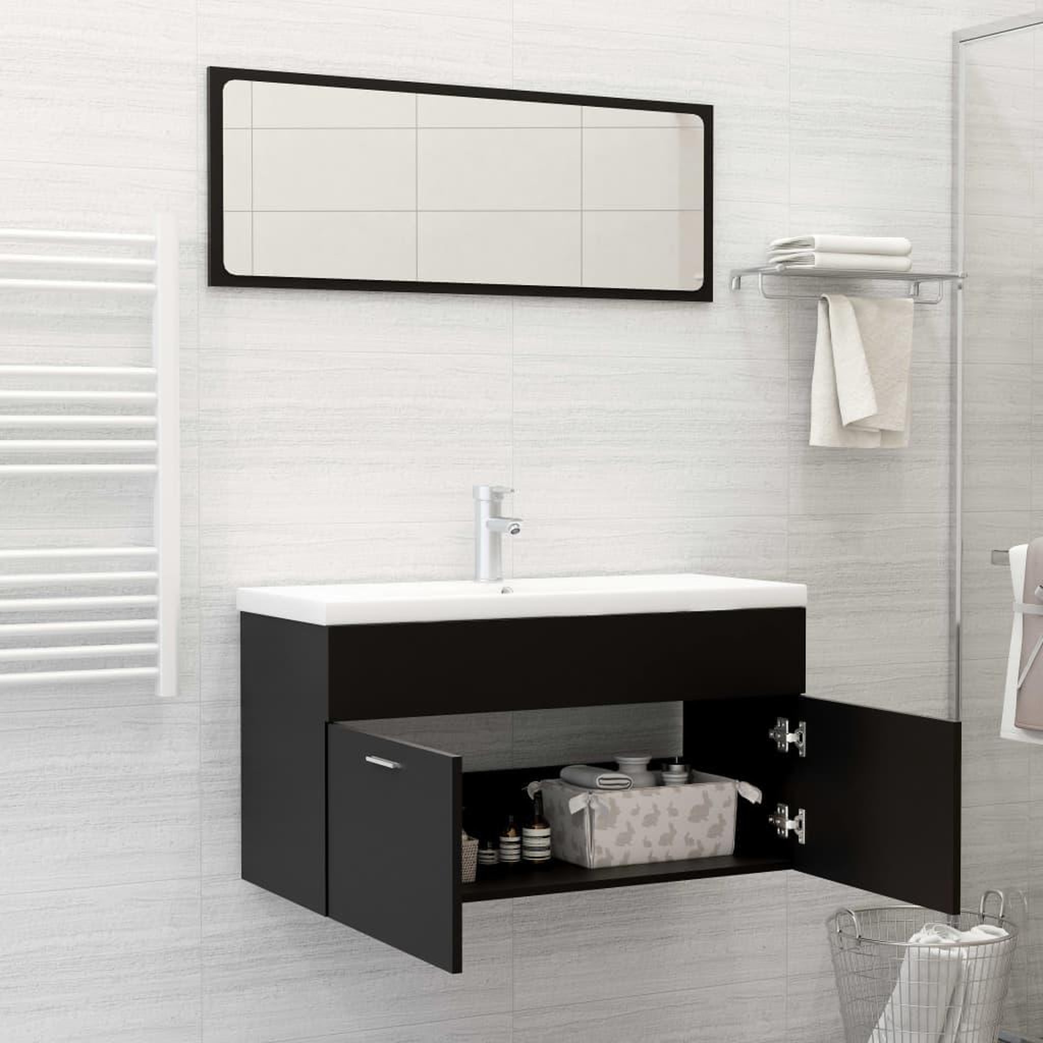 Voir la diapositive 3 : VIDAXL Ensemble de meubles de salle de bain Noir Agglomere
