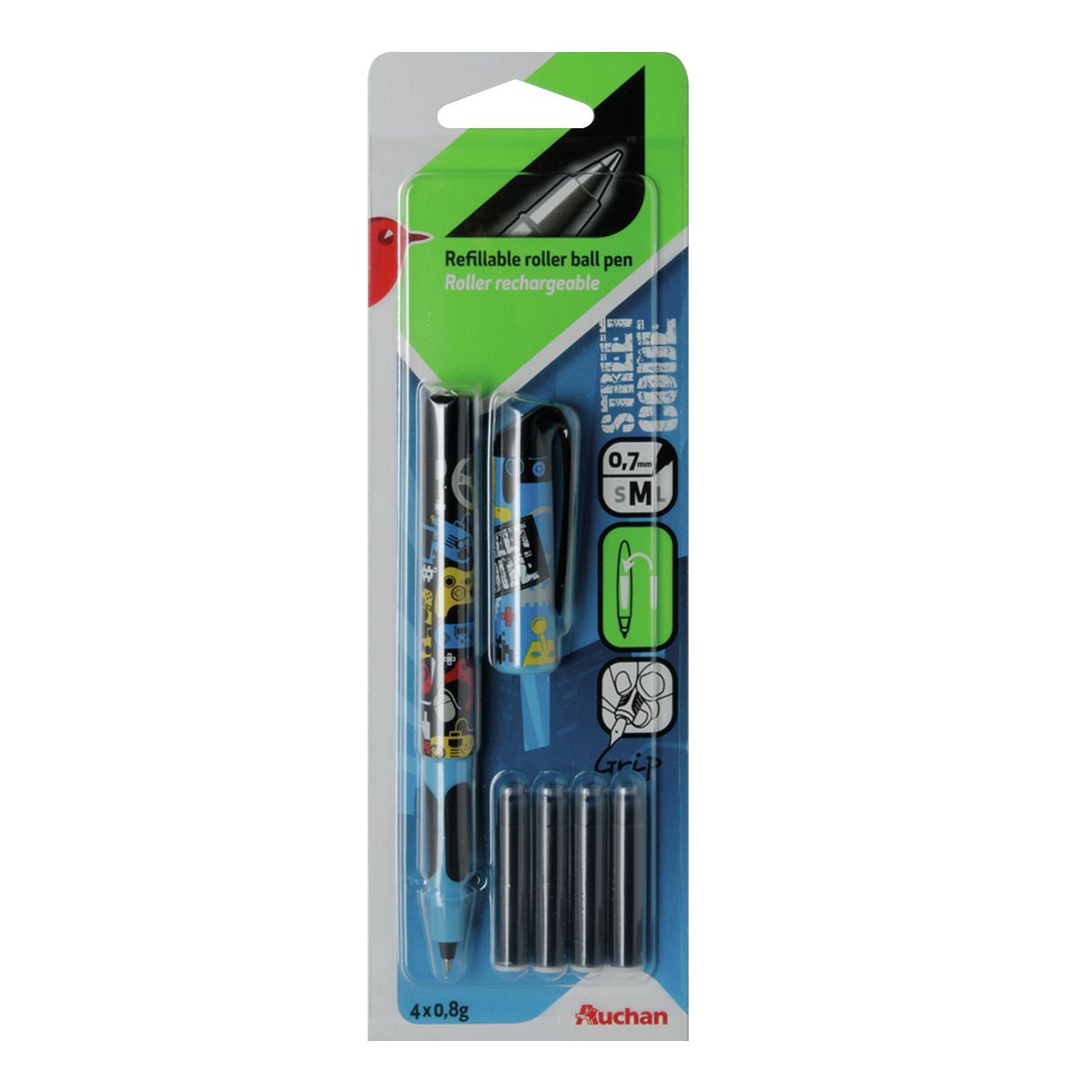 AUCHAN Stylo bille Street code + 4 cartouches - Play
