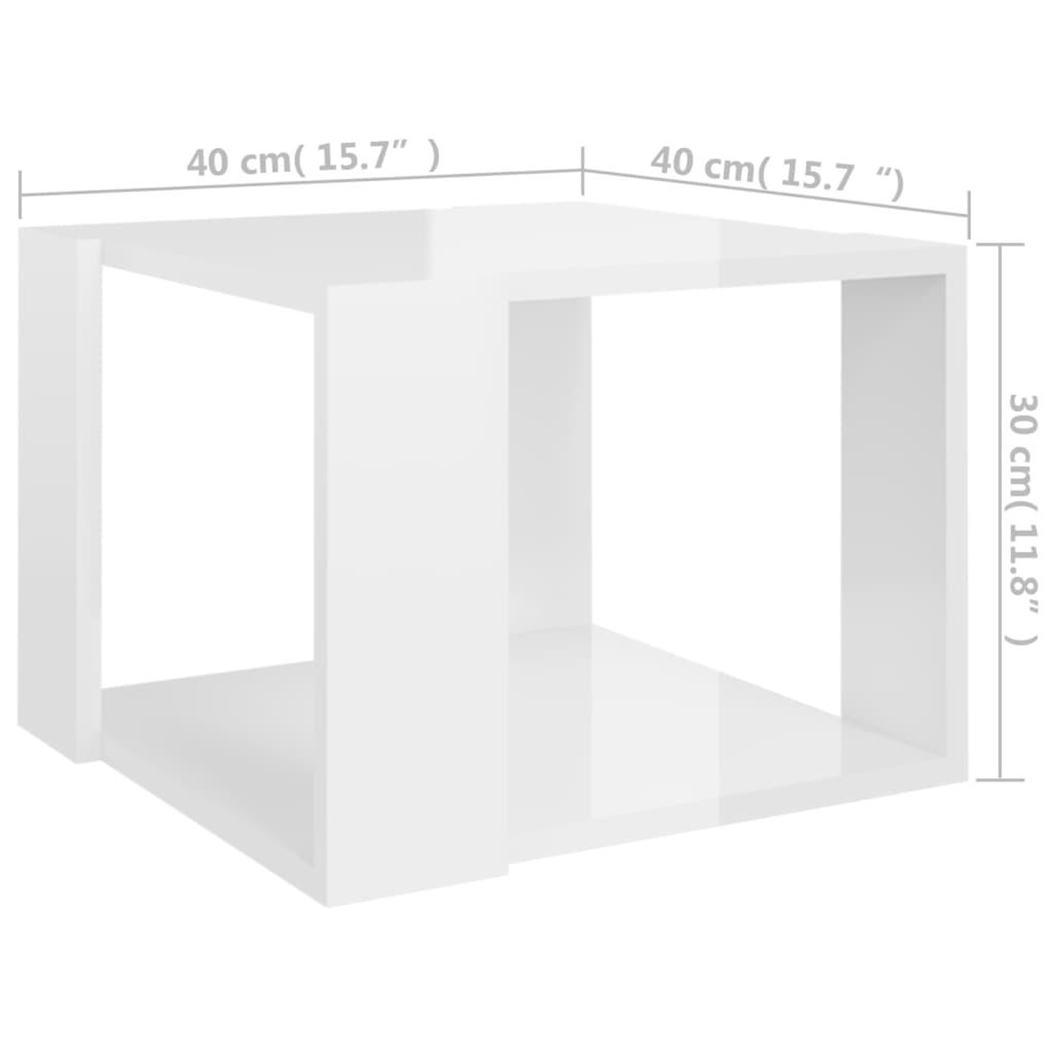 Voir la diapositive 5 : VIDAXL Table basse Blanc brillant 40x40x30 cm Bois d'ingenierie