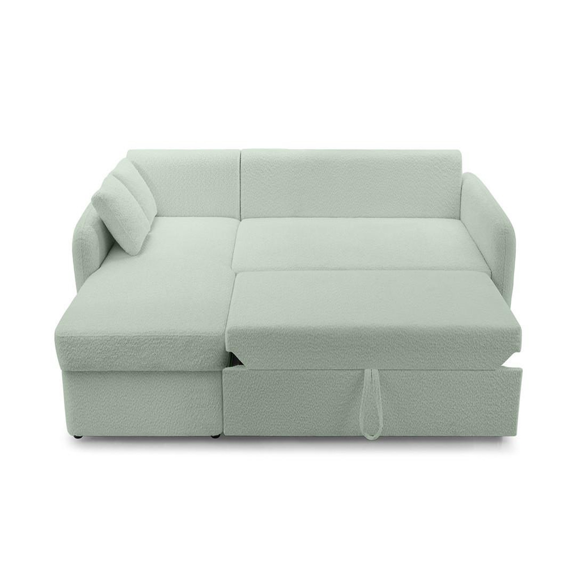 Voir la diapositive 3 : BEST MOBILIER Pocatello - canapé d'angle réversible 4 places - convertible avec coffre - en tissu bouclette