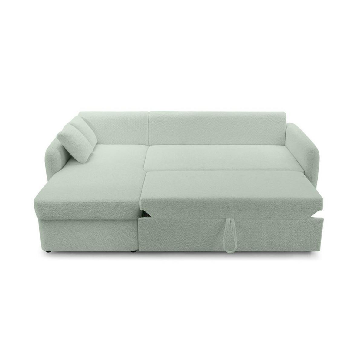 BEST MOBILIER Pocatello - canapé d'angle réversible 4 places - convertible avec coffre - en tissu bouclette