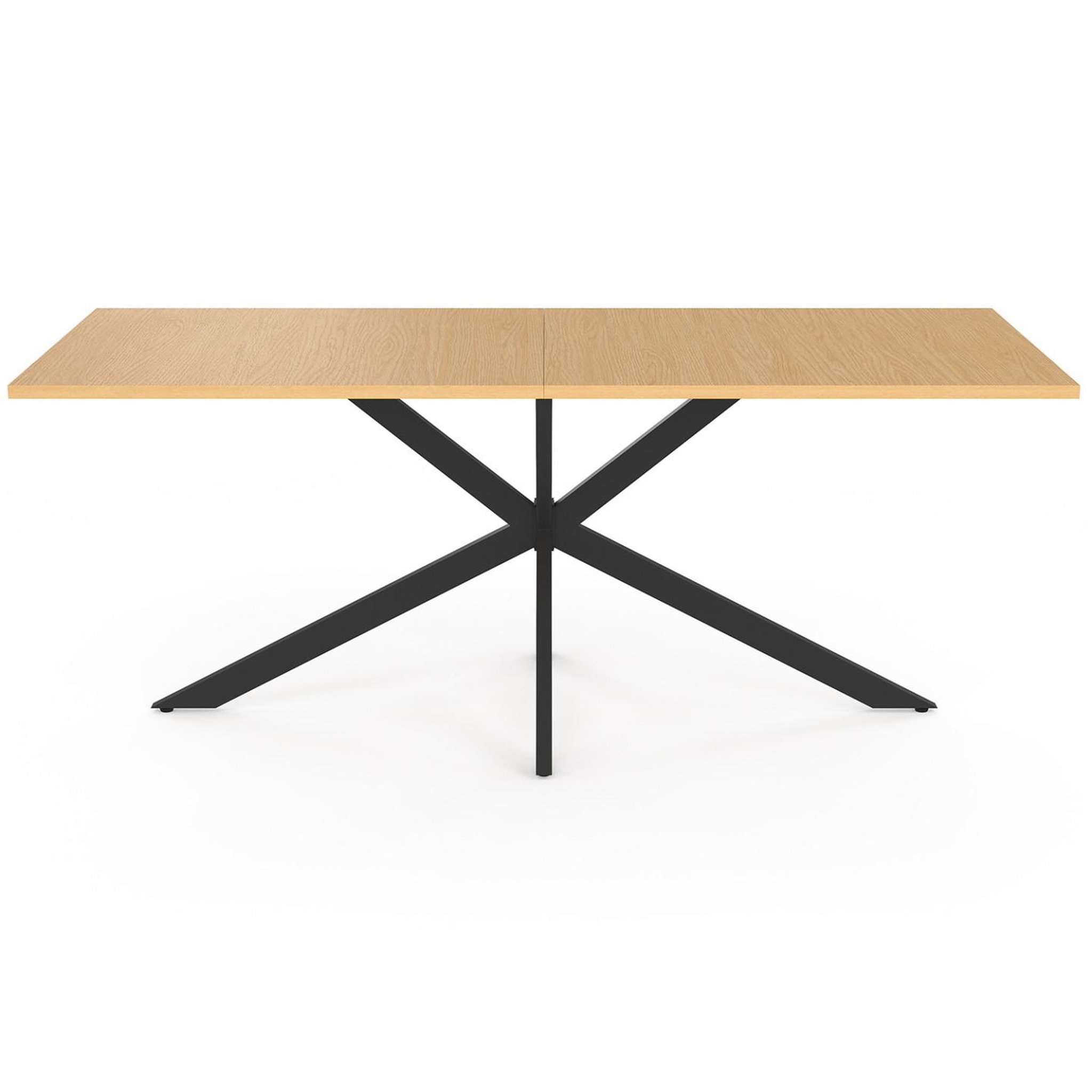 Voir la diapositive 3 : ID MARKET Salon de jardin messina table 190 cm pied araignée plateau métal effet bois et 8 chaises empilables noires