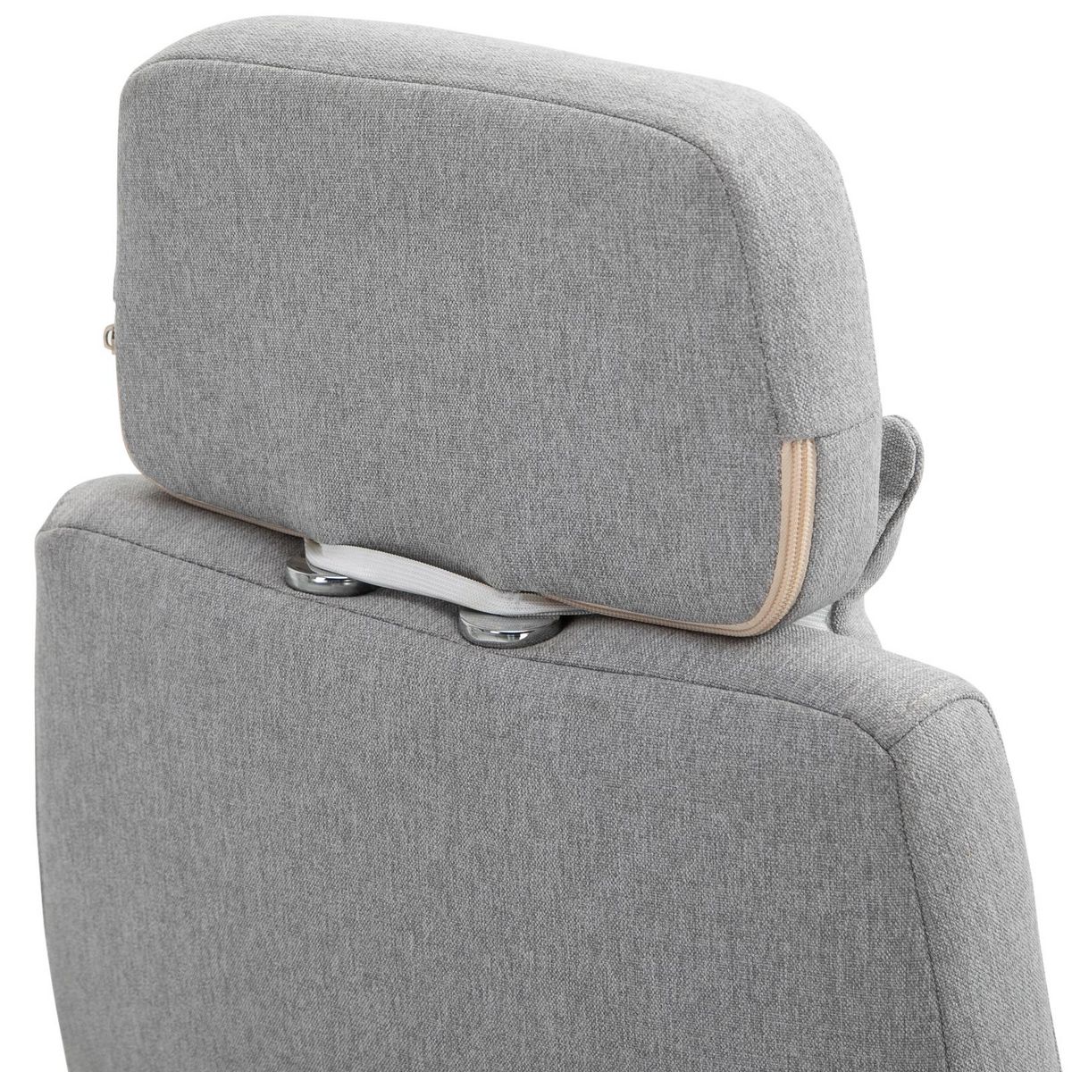 VINSETTO Fauteuil de bureau manager grand confort dossier réglable repose-pied coussin lombaire roulettes 360° lin 62L x 68P x 127H cm gris
