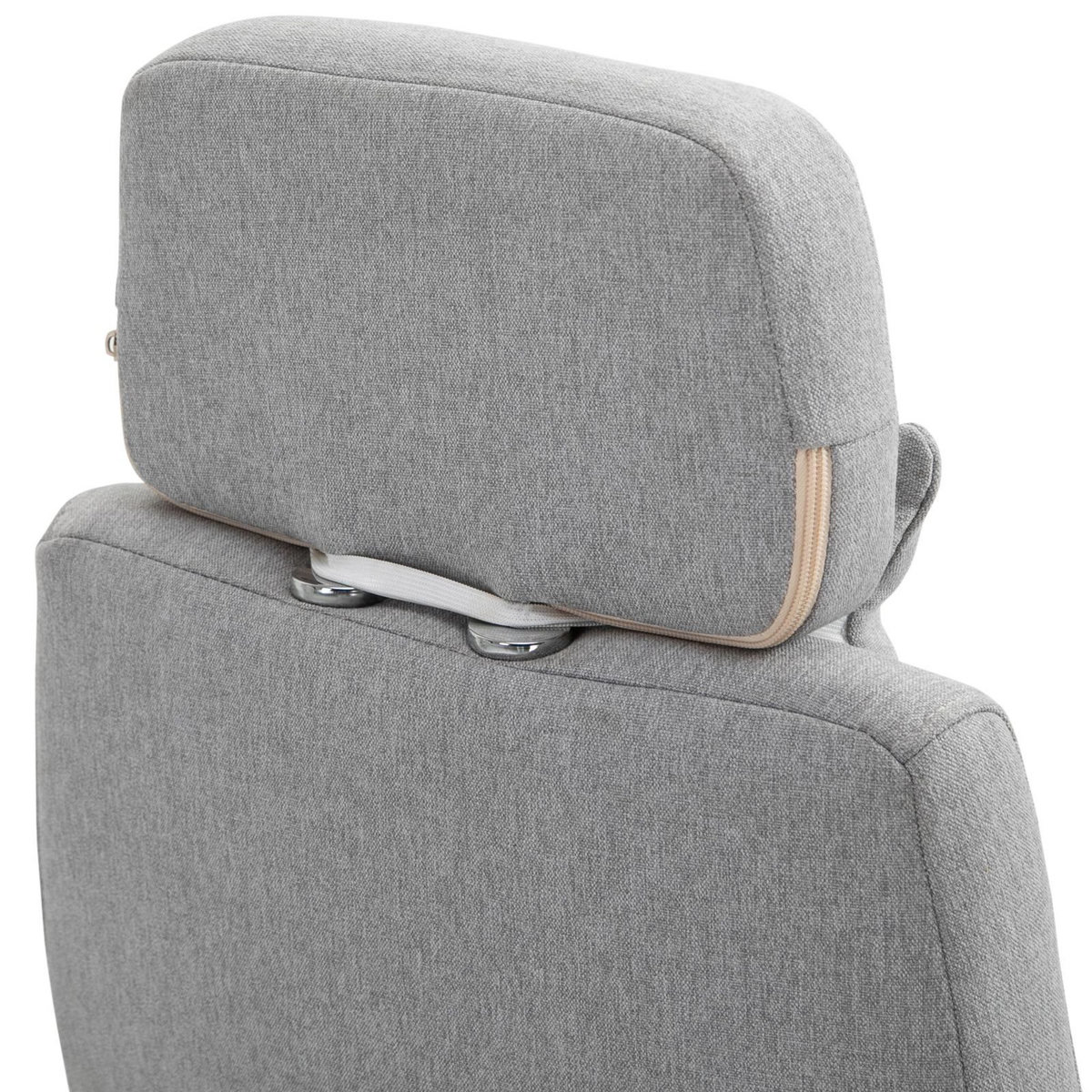 VINSETTO Fauteuil de bureau manager grand confort dossier réglable repose-pied coussin lombaire roulettes 360° lin 62L x 68P x 127H cm gris