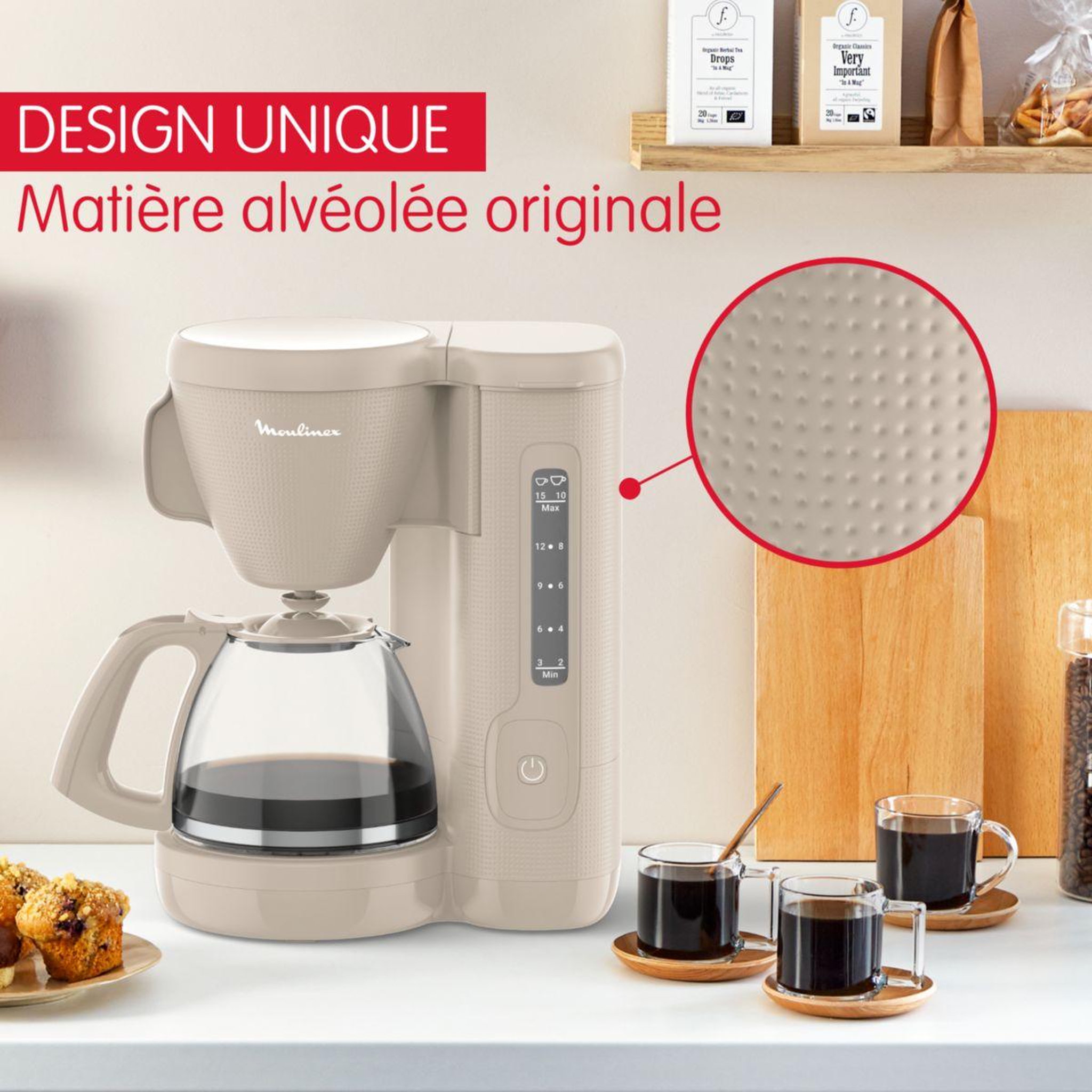Voir la diapositive 3 : MOULINEX Cafetière filtre fg2m0b10 morning grise
